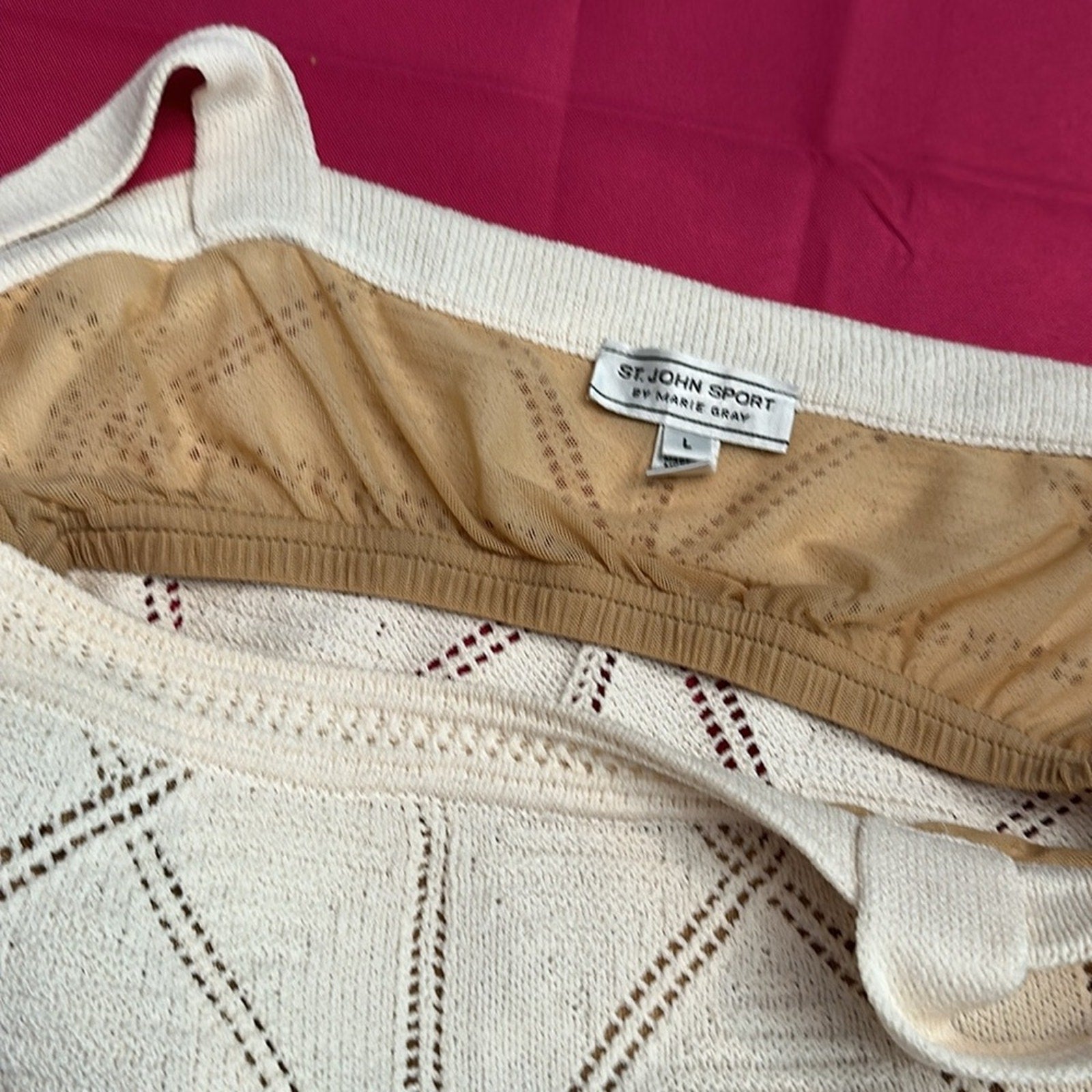 St John Sport cream crochet top - size large