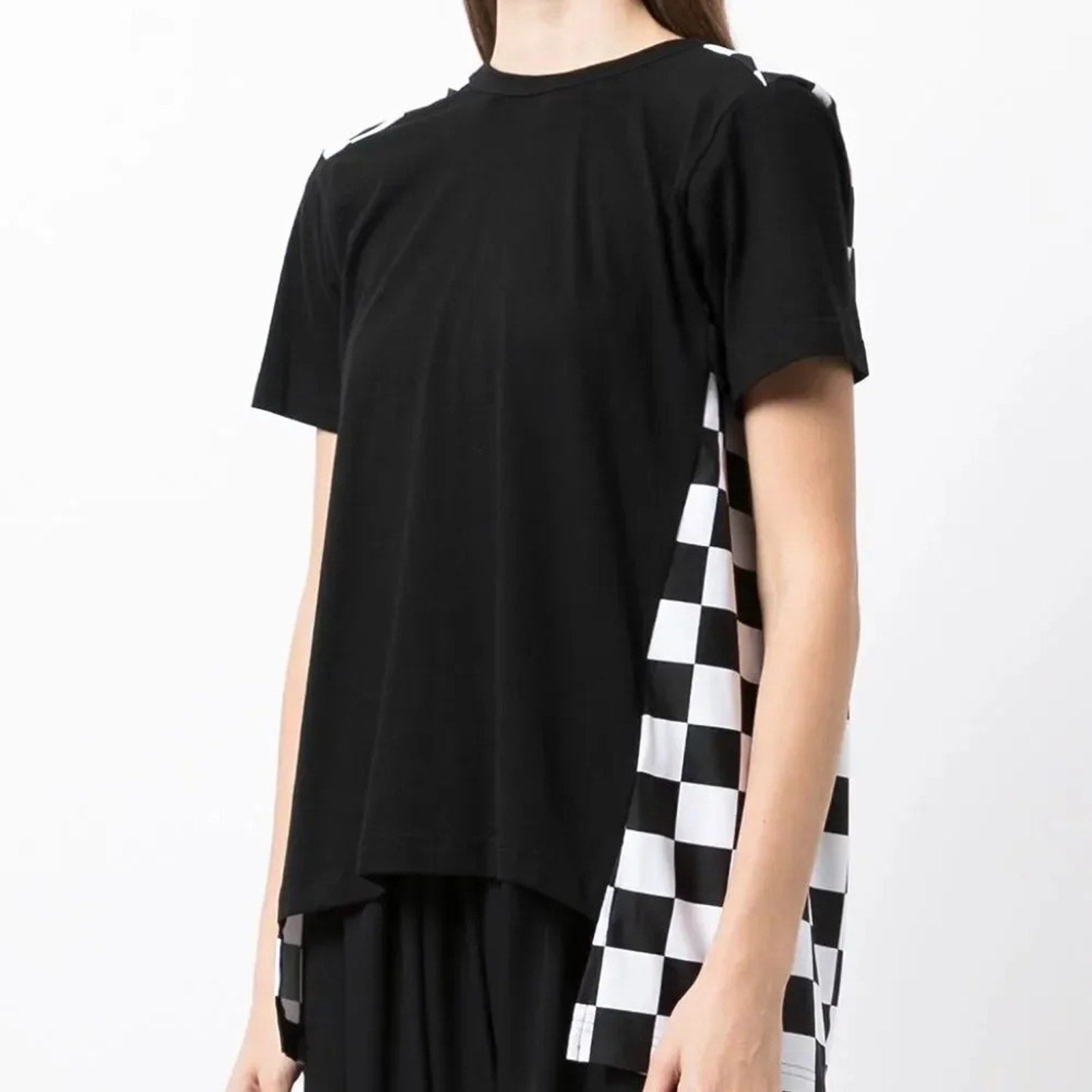 NEW Comme Des Garçons checkerboard-print panelled T-shirt - size M