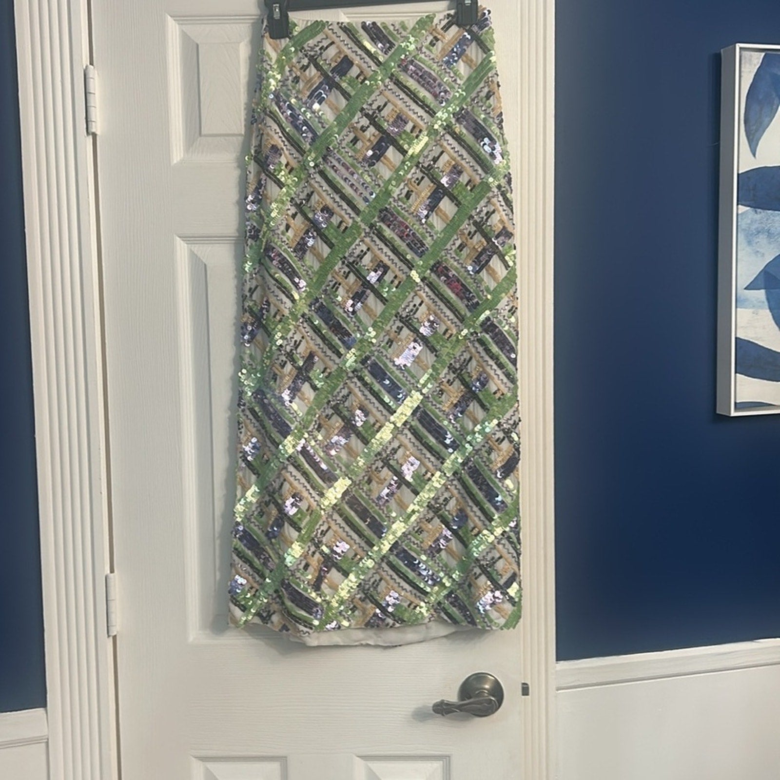 VERONICA BEARD Brent EMBELLISHED sequin midi skirt mermaid - size 0