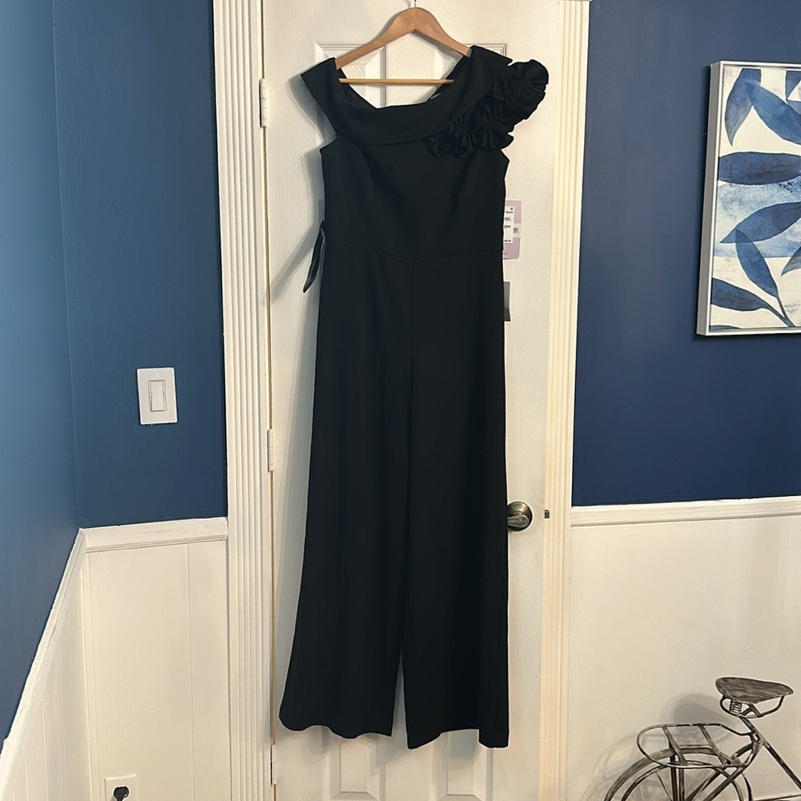 JS Collections Black Lilith One-Shoulder Wide Leg Jumpsuit - Size 8 $248