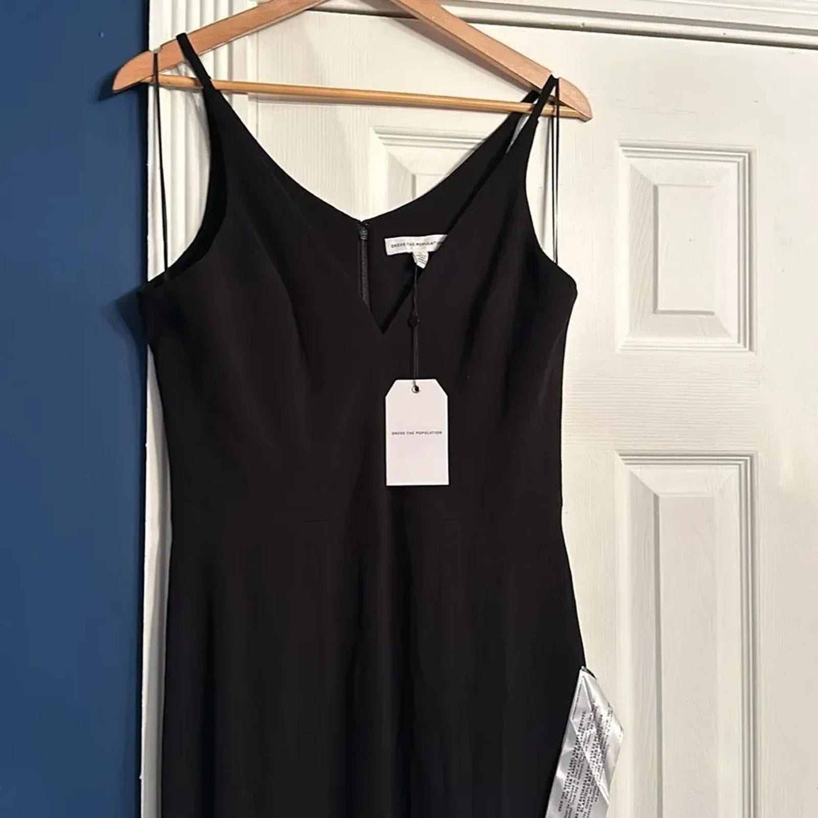 NWT DRESS THE POPULATION Iris Slit Crepe GOWN DRESS Black- Size Large
