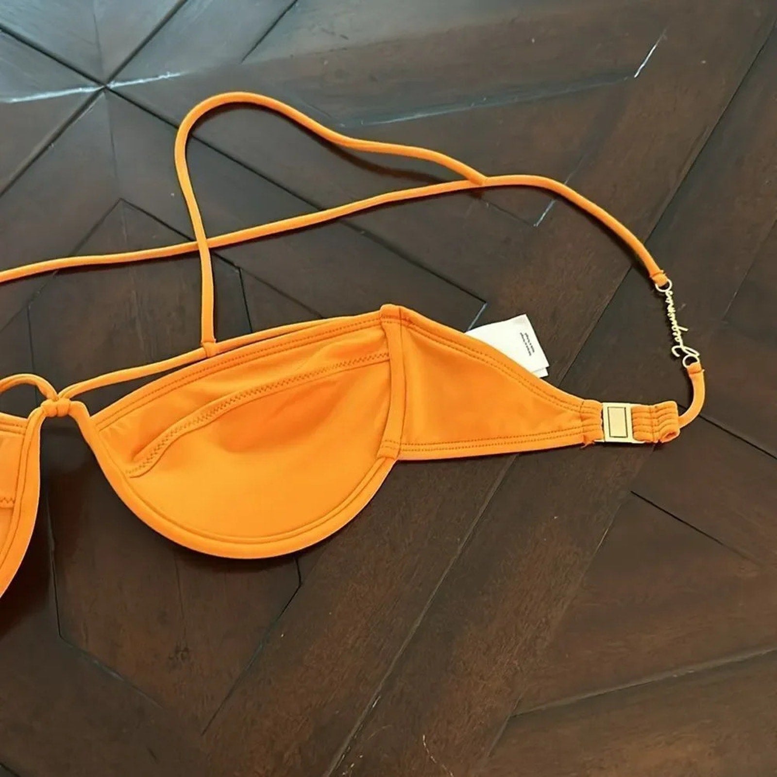 NEW Jacquemus Orange Le Raphia 'Le Haut De Maillot Signature' Bikini Top - large