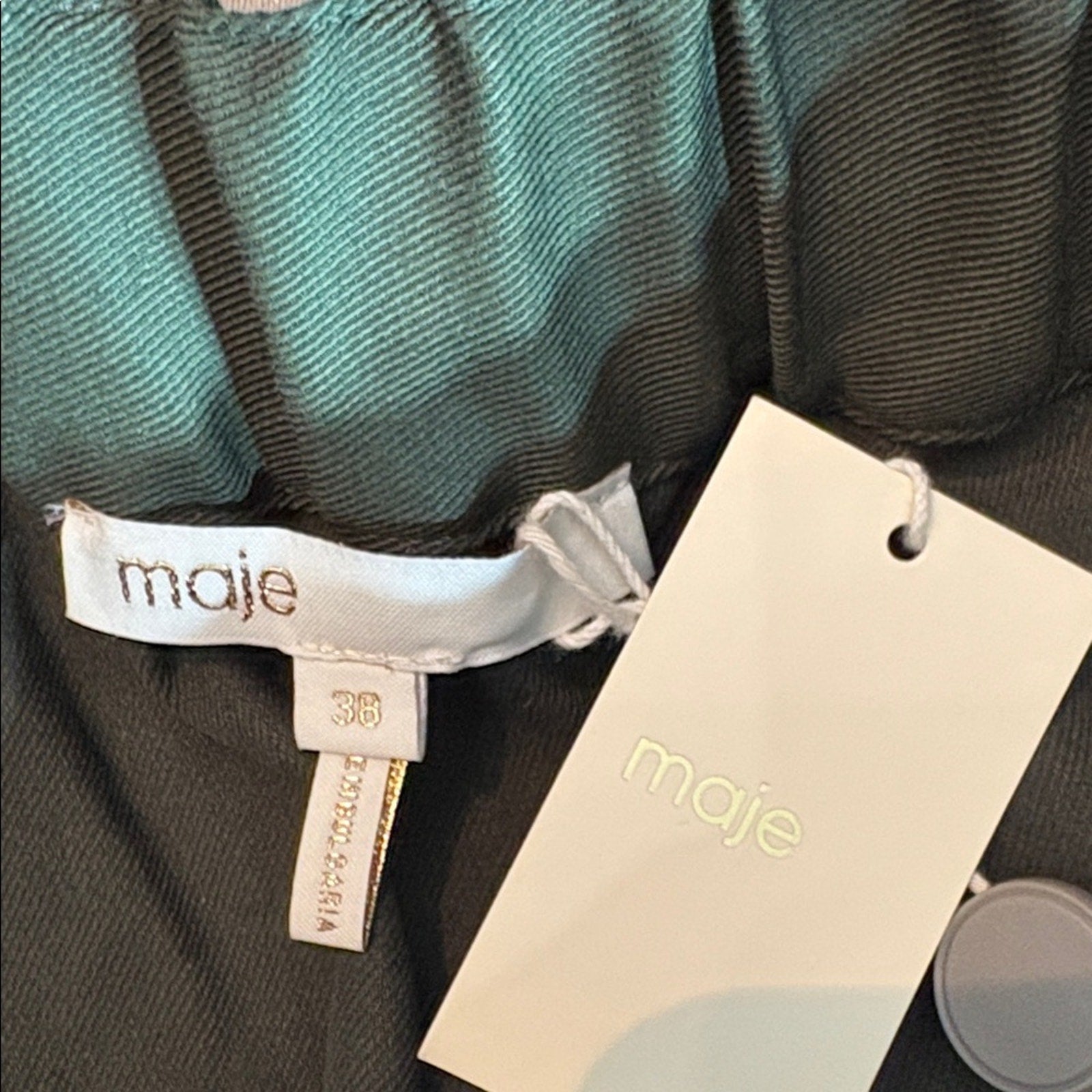 NWT Maje Green Elastic High Waist Stretch Mini Short Skirt - size 38 Small