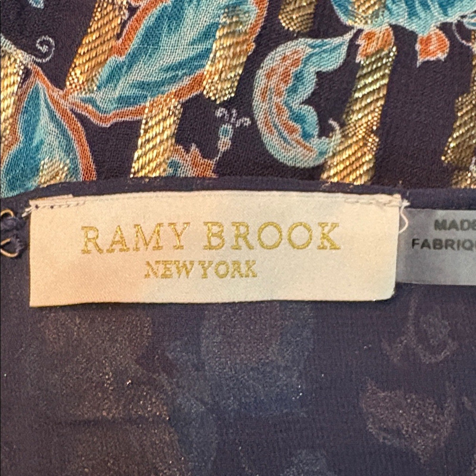 Ramy Brook $295 Kira Metallic Floral Halter Neck Top - size M