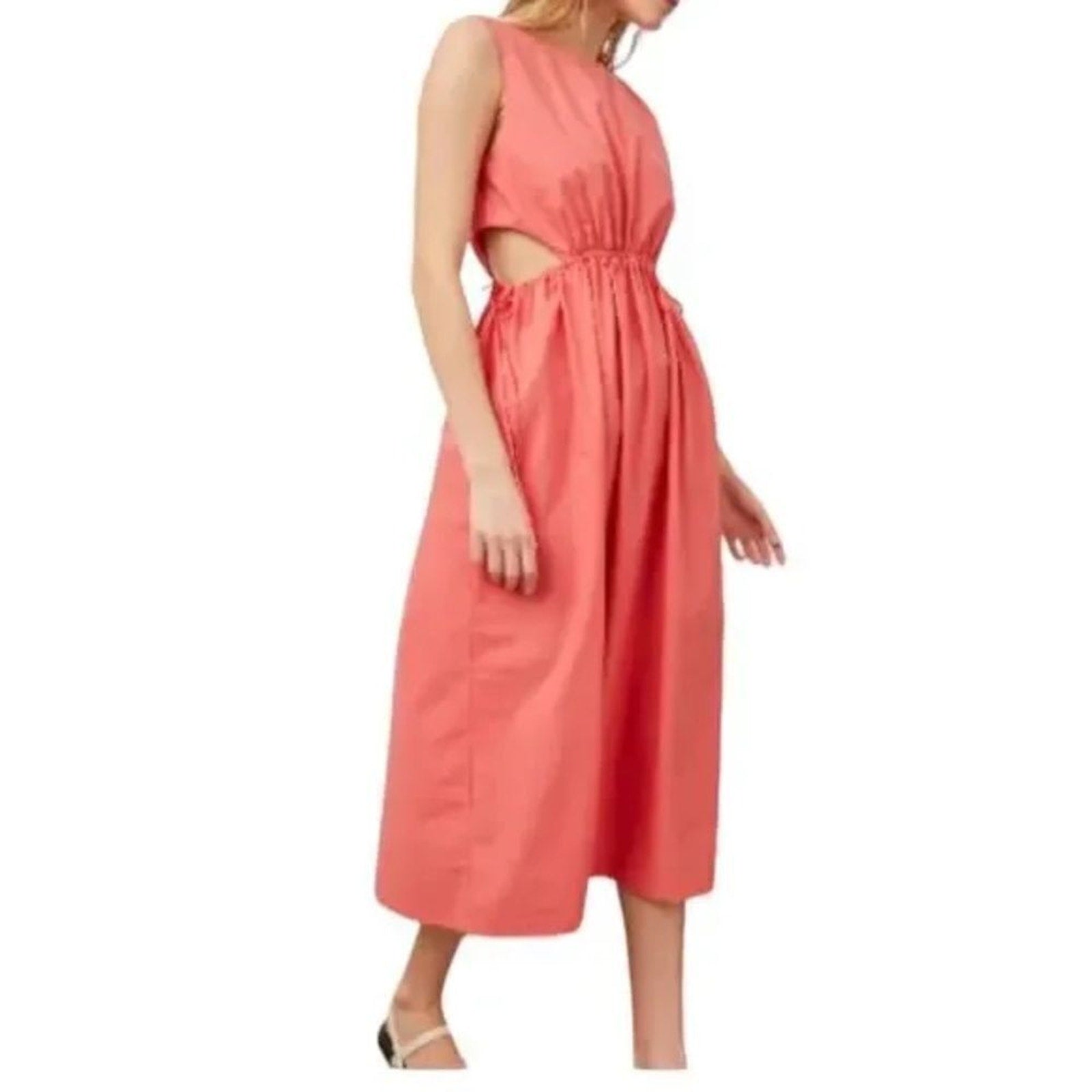 NEW RAILS - Yvette - Cotton Midi Dress - Coral - size Large