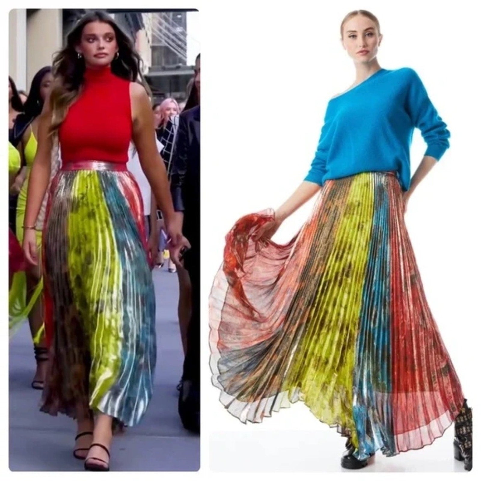 NEW ALICE + OLIVIA Katz pleated metallic floral-print chiffon maxi skirt -size 2
