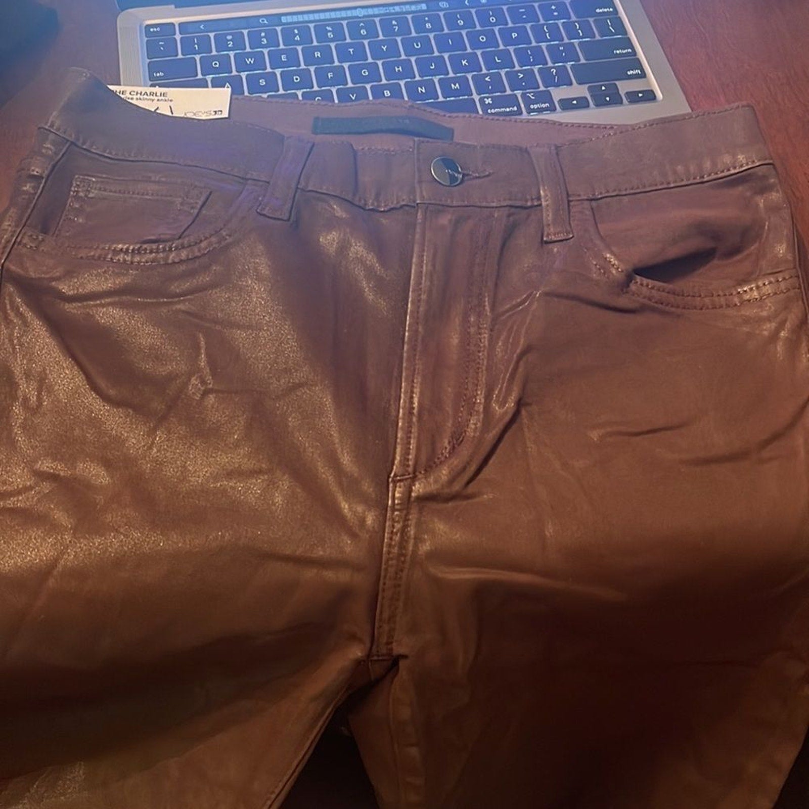 NWT JOES JEANS "THE CHARLIE" HIGH RISE SKINNY COATED ANKLE- DARK COCO BEAN