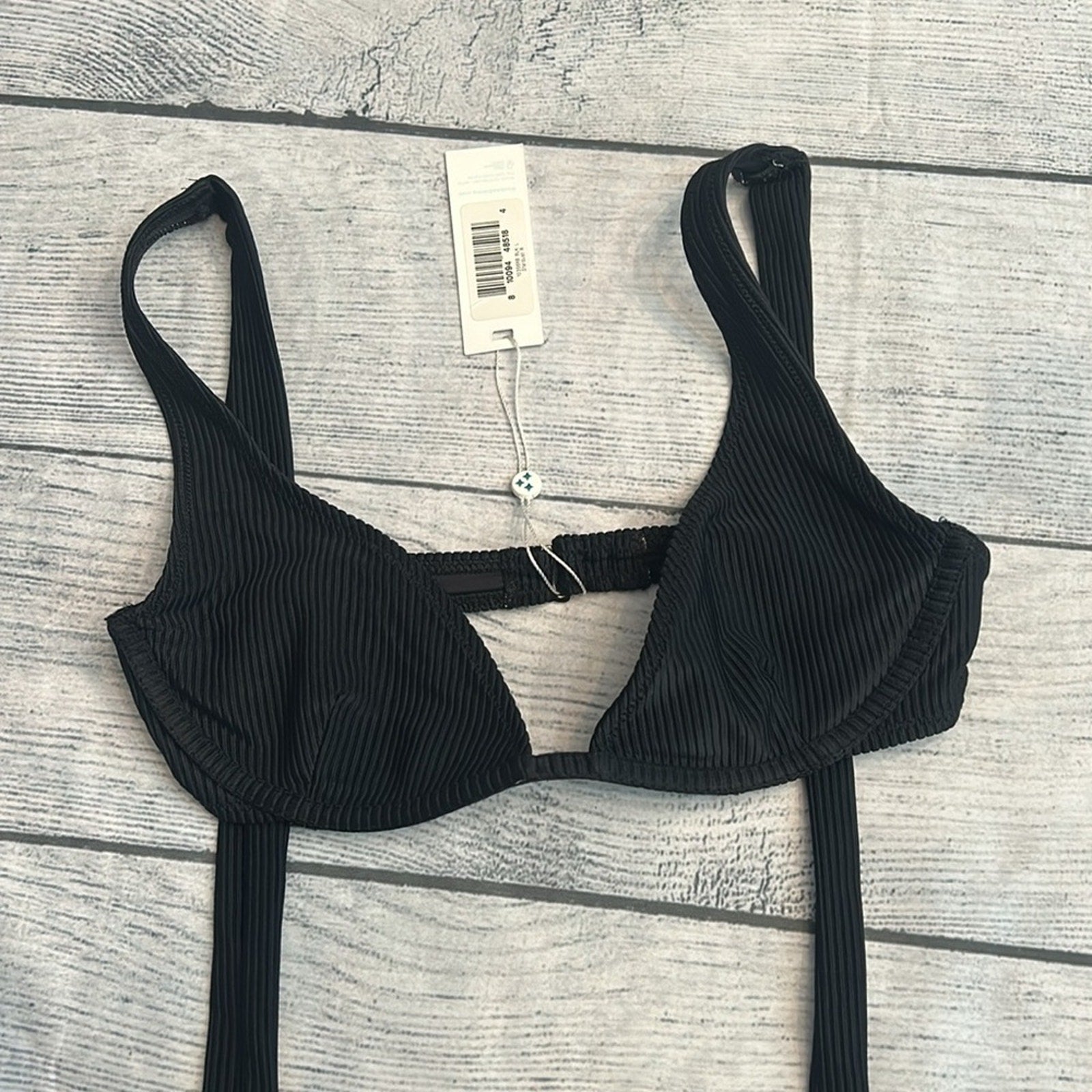 NWT Frankie Bikinis Stardust Ribbed Halter Bikini Top - size small