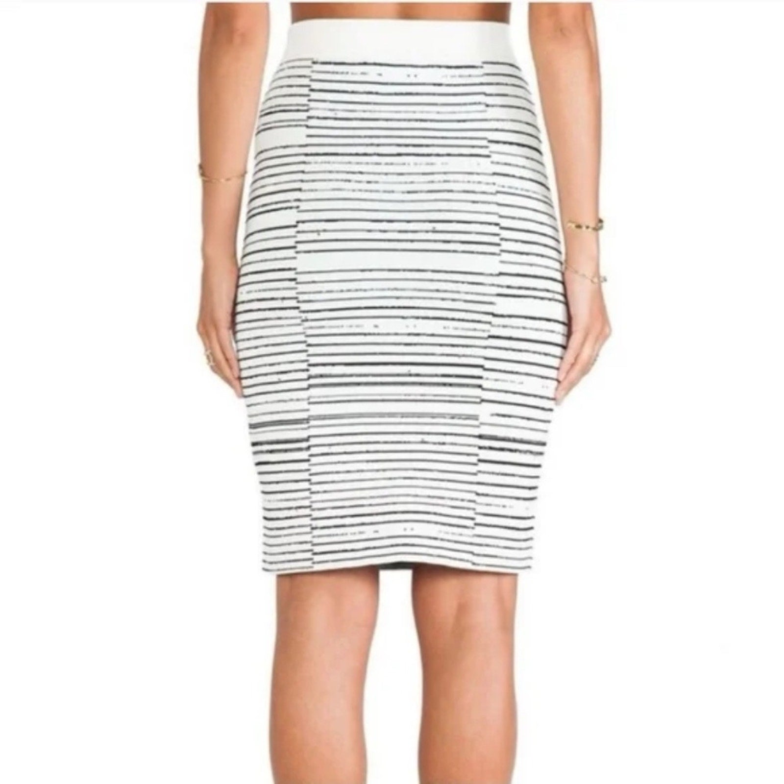 A.L.C. Lyons Striped Stretch Knit Pencil Skirt - size M