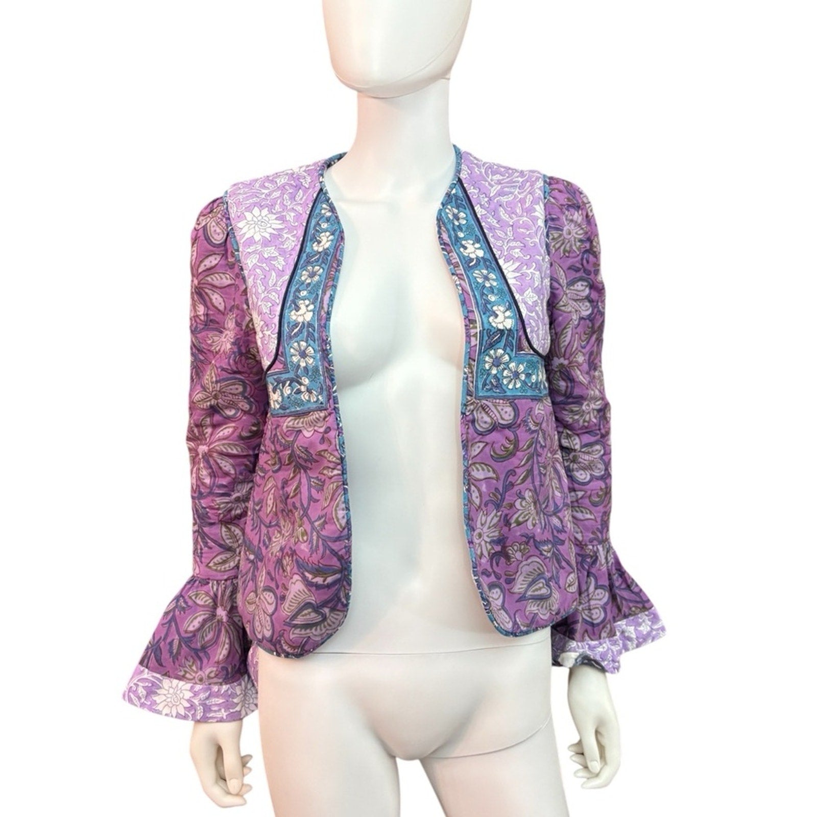 Alix of Bohemia Carnaby Floral Patchwork Jacket, Purple Amethyst - size small
