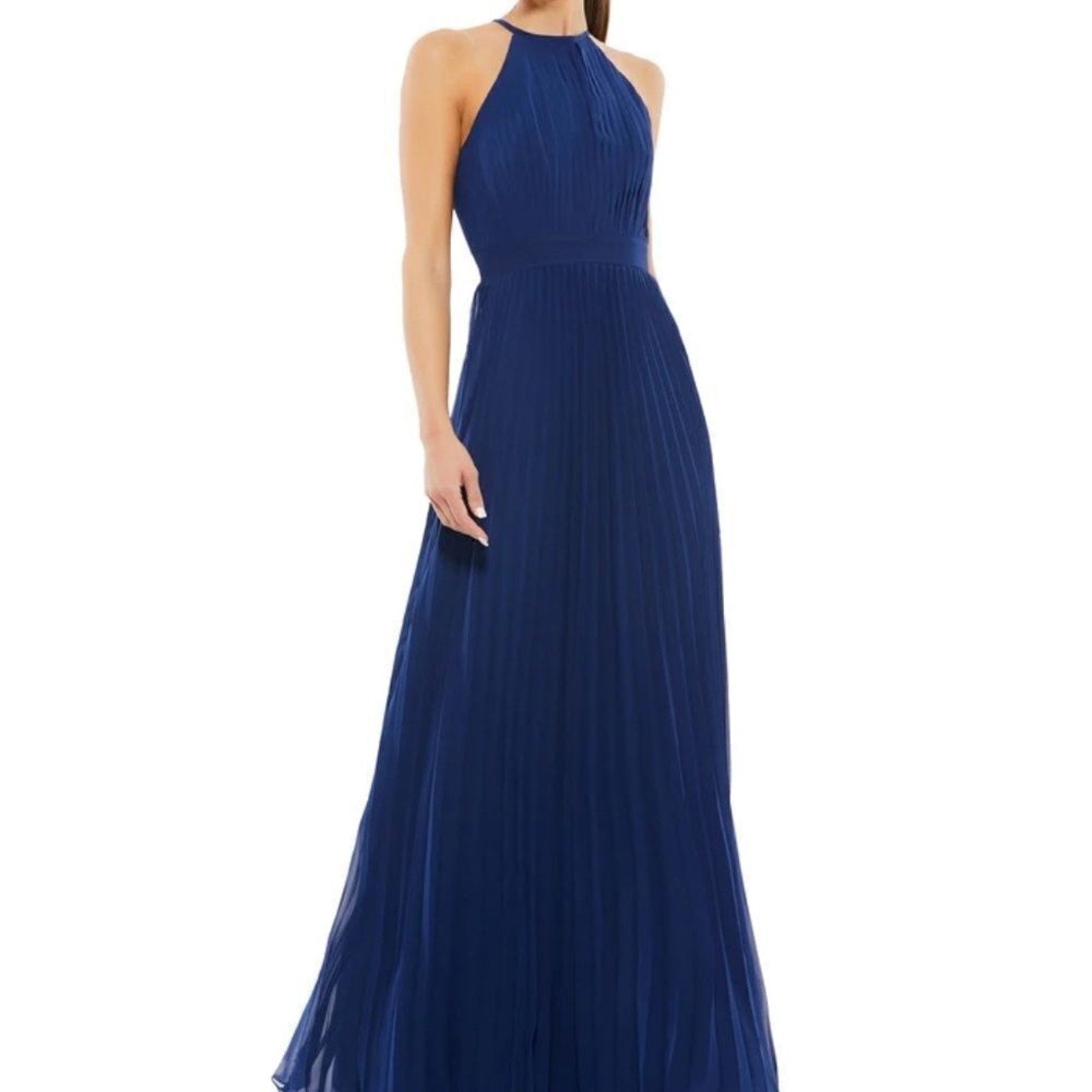 NWT Ieena for Mac Duggal 12496 High Neck Pleated Dress - size 14