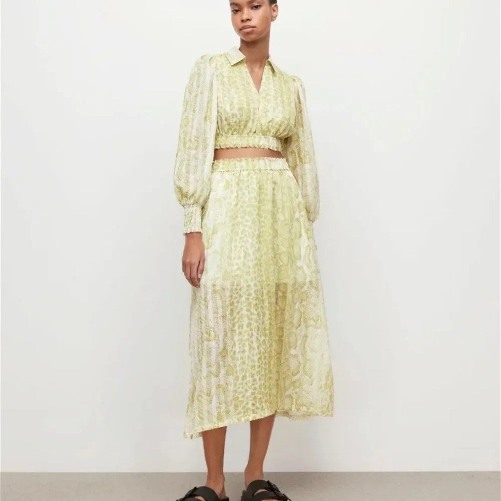 NEW ALLSAINTS Clara Noche Pleated Midi Skirt - size 10