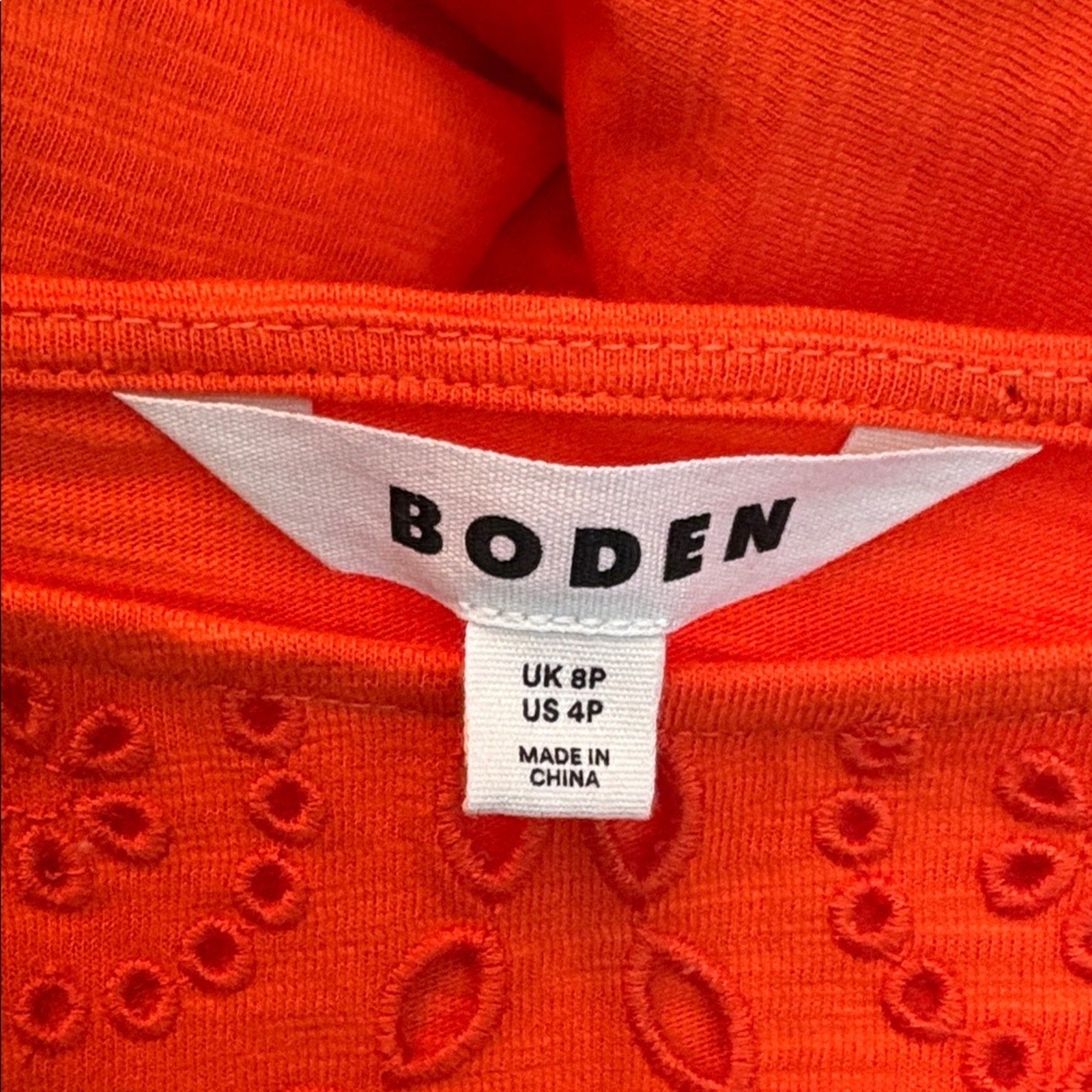 Boden Florrie Broderie Anglaise Cap-Sleeve Dress Mandarin Orange - size 4P