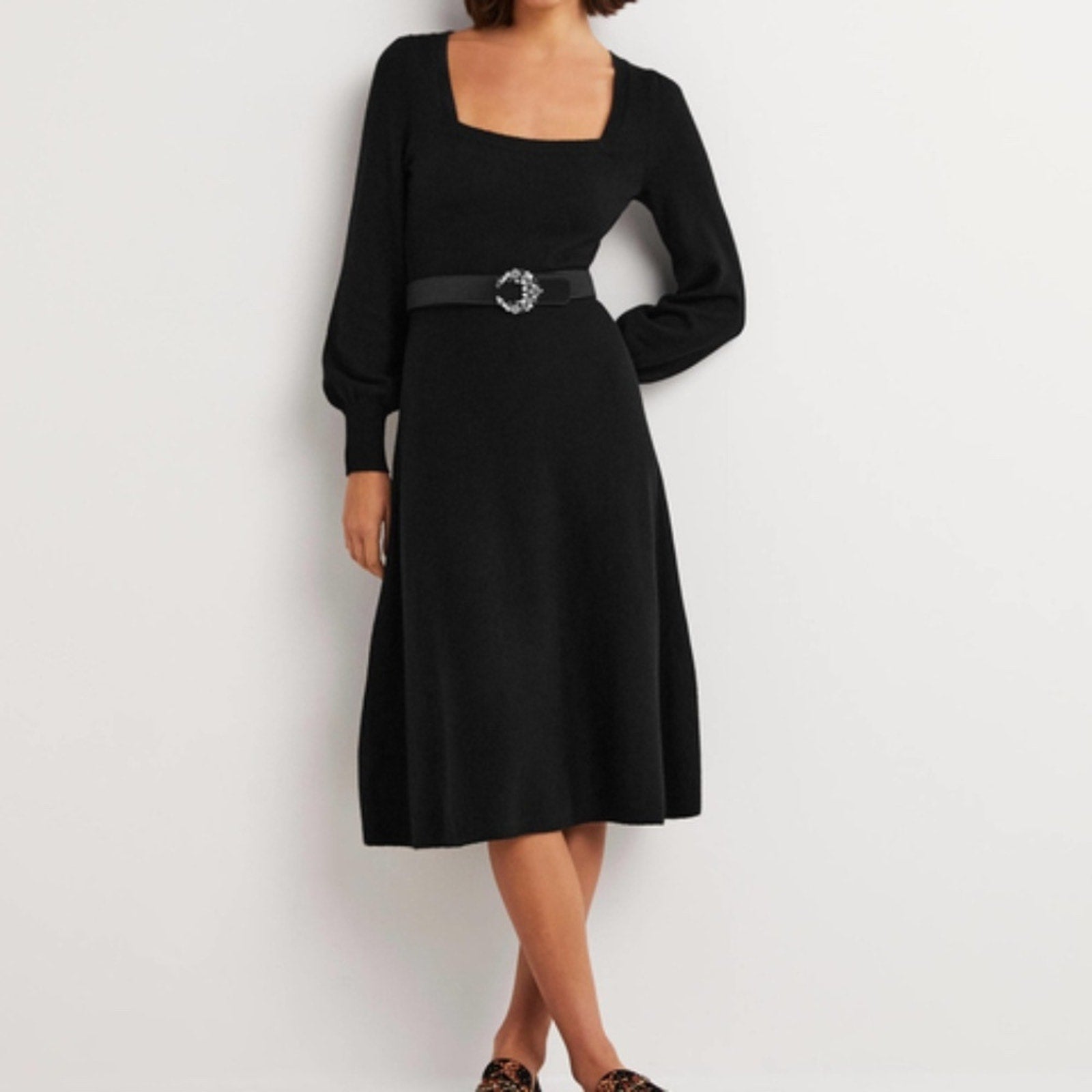 NWT Boden Square Neck Knitted Dress in NAVY - size 10P $160