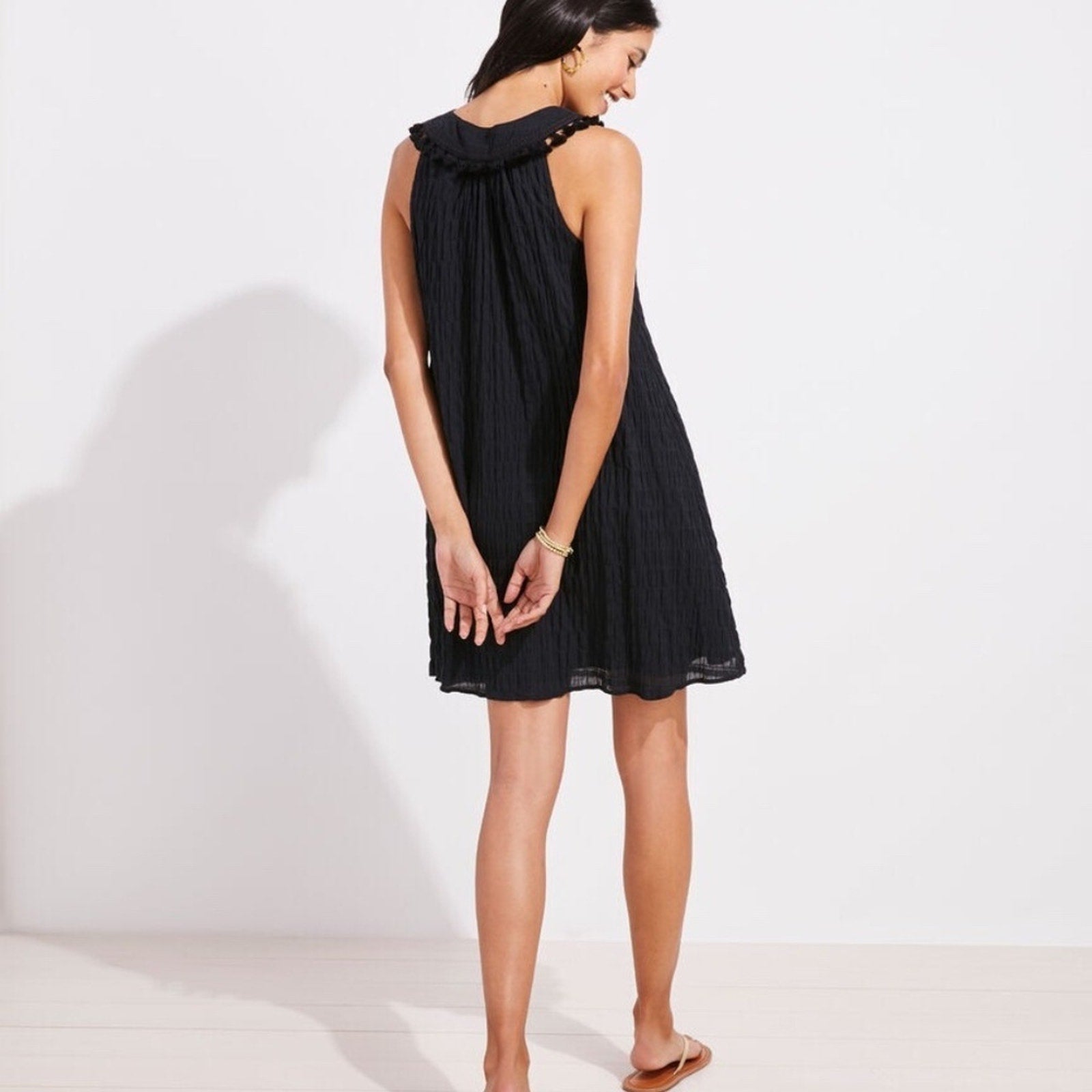 NWT Vineyard Vines Textured Tassel Dress Black - size XS