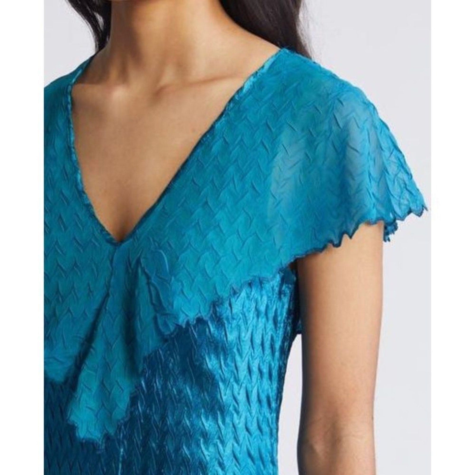 NEW Komarov Flutter Sleeve Asymmetric Gown - size Large