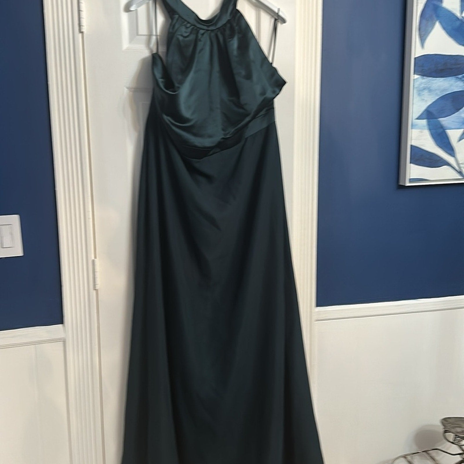 NWT After Six HIGH-NECK OPEN-BACK MAXI DRESS WITH SCARF TIE IN EVERGREEN - 22W