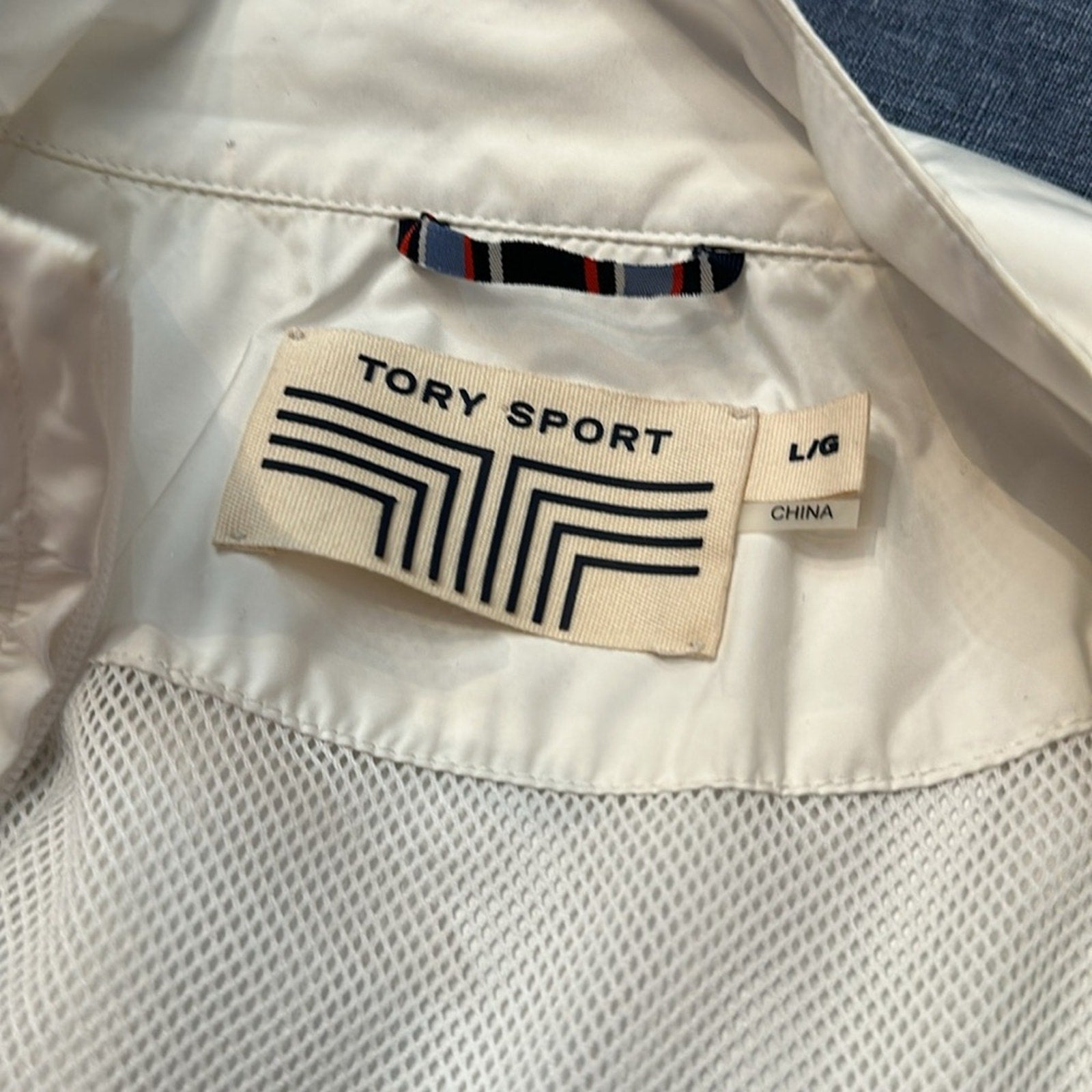TORY BURCH Sport Snow White Jacket windbreak Orig $200 - size L