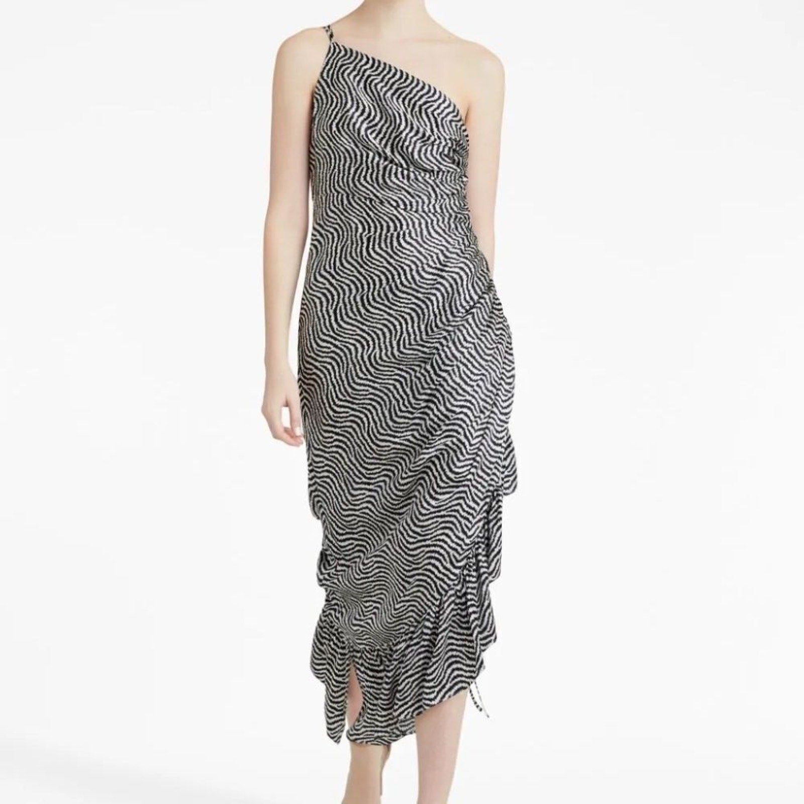 NEW Cinq A Sept Soliel one-shoulder ruffled dress