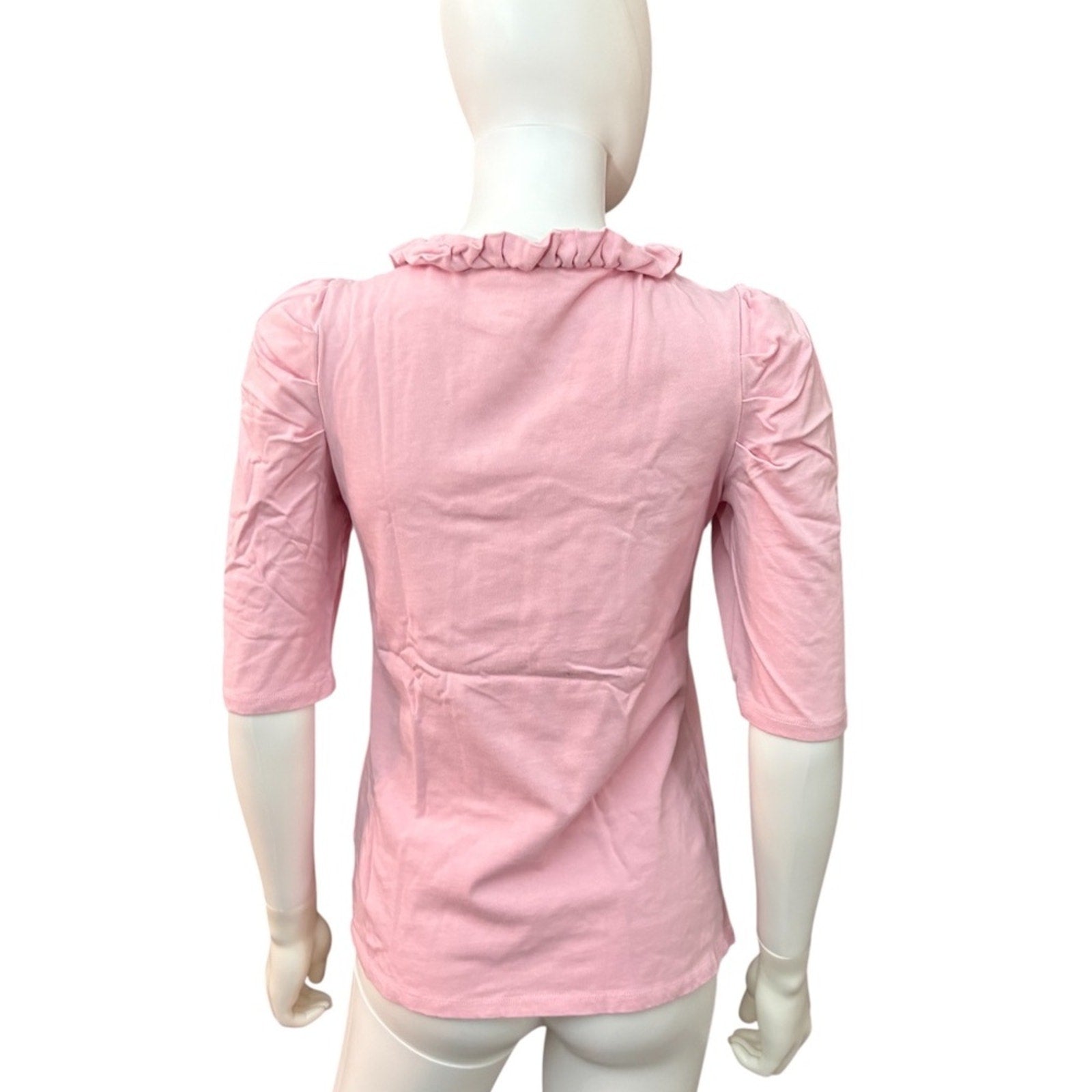 BODEN Puff Sleeve Frill Neck T-Shirt - SIZE 4