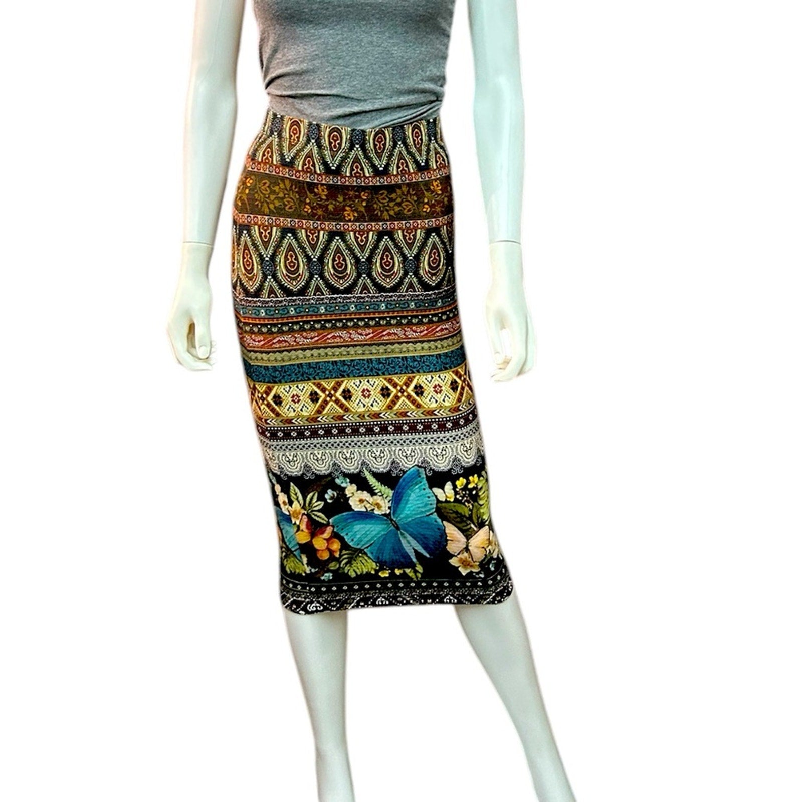 Farm Rio butterfly midi pencil skirt - size Small