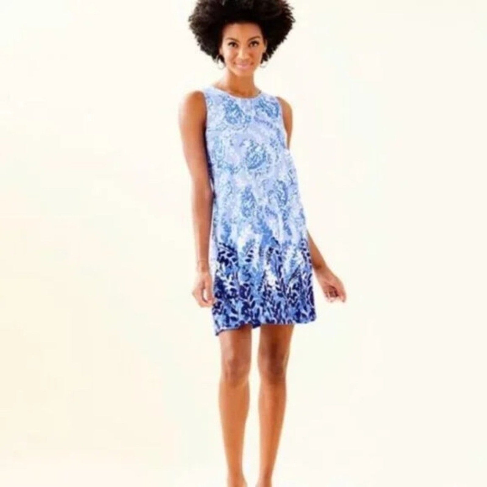 Lilly Pulitzer Kristen Dress Blue Peri Turtley Awesome White Swing Fit - size S