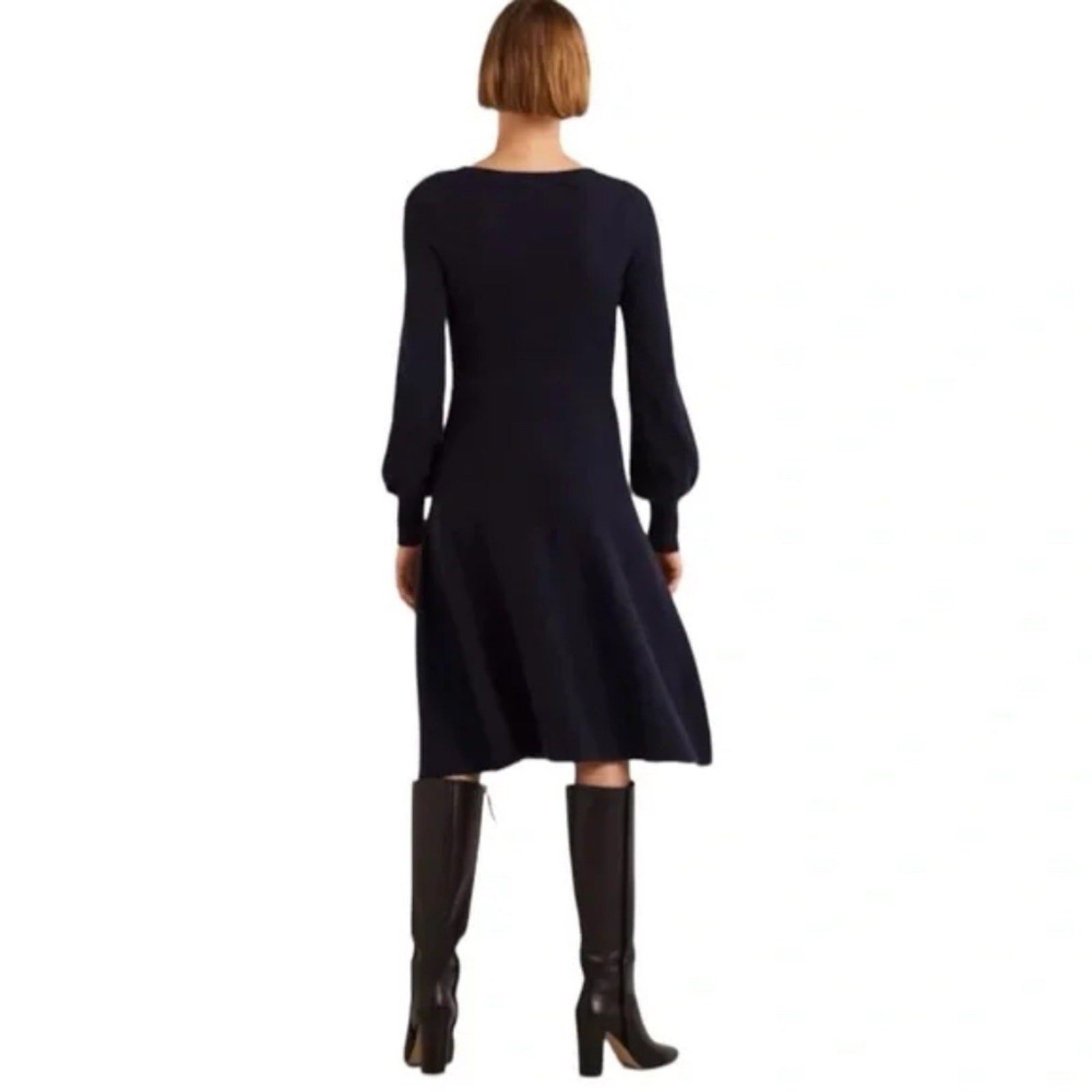 NWT Boden Square Neck Knitted Dress in NAVY - size 10P $160