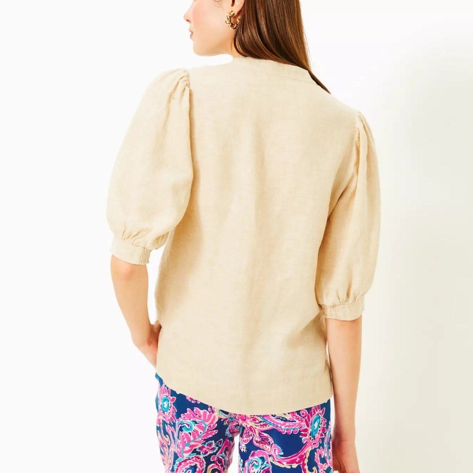 NEW Lilly Pulitzer Mialeigh Linen Top in sandbar - size 4