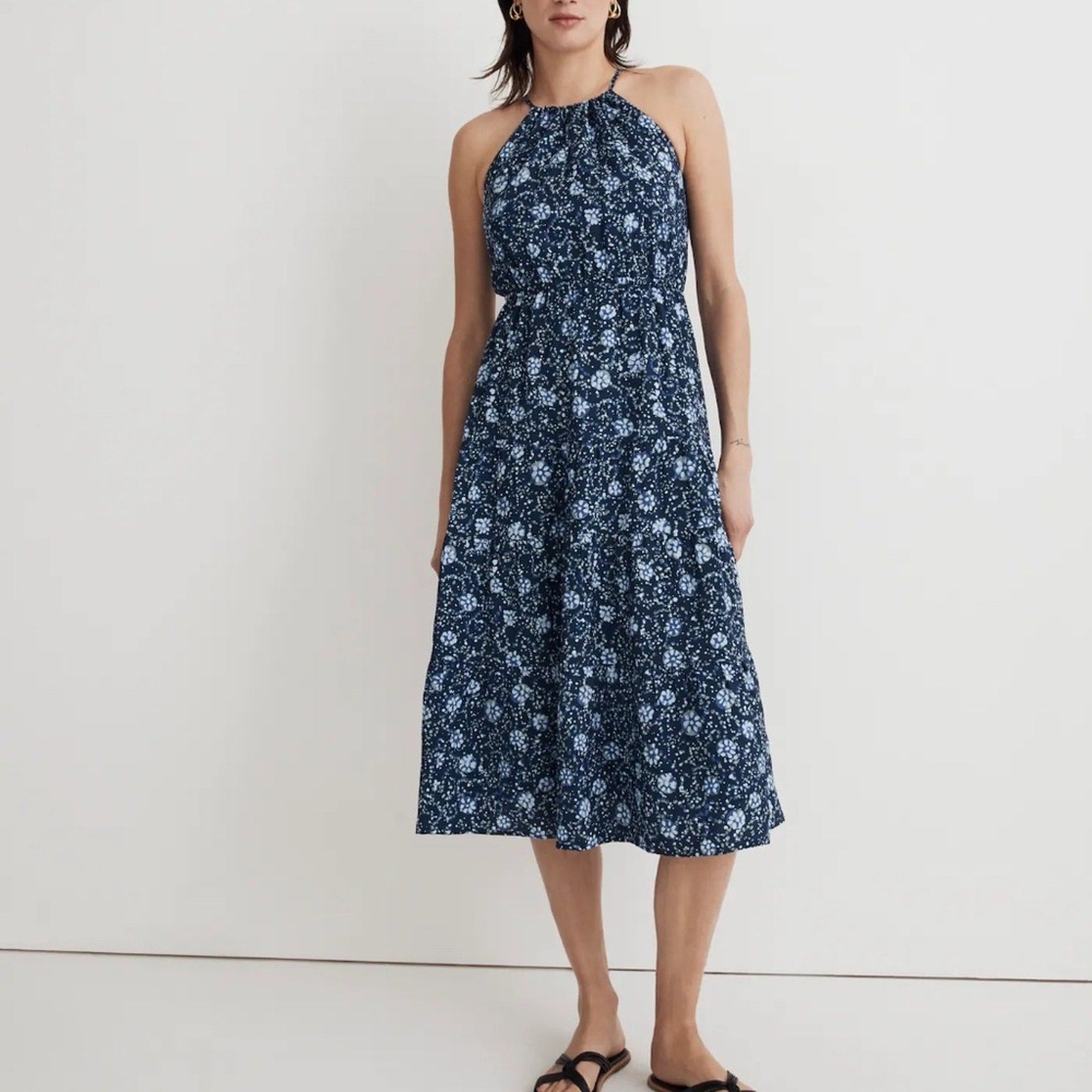 NWT Madewell Cross-Back Halter Midi Dress Vineyard Medallion - size Large $148