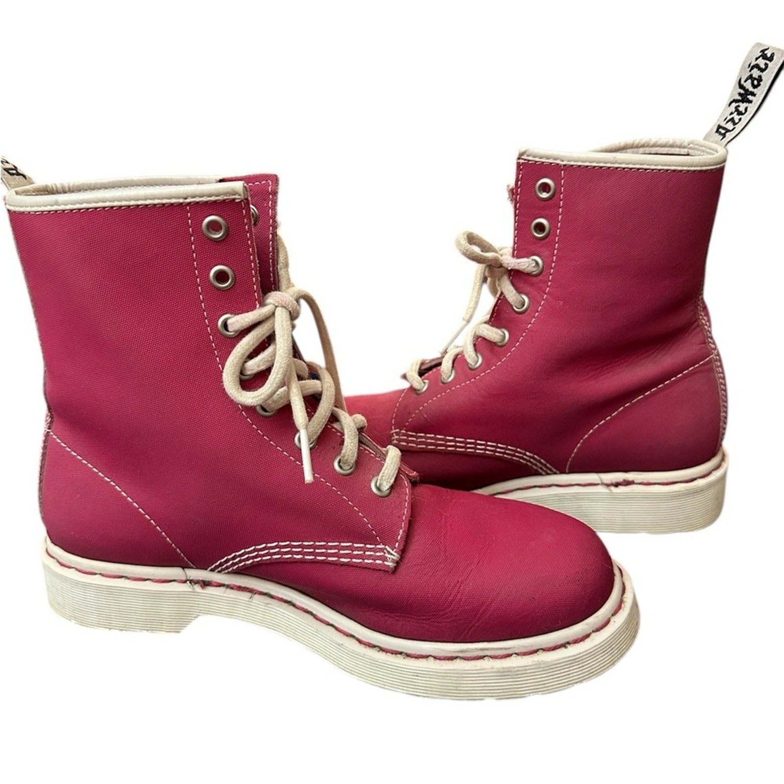 Dr Marten’s Red/Pink Canvas Lace Up Boot - 9