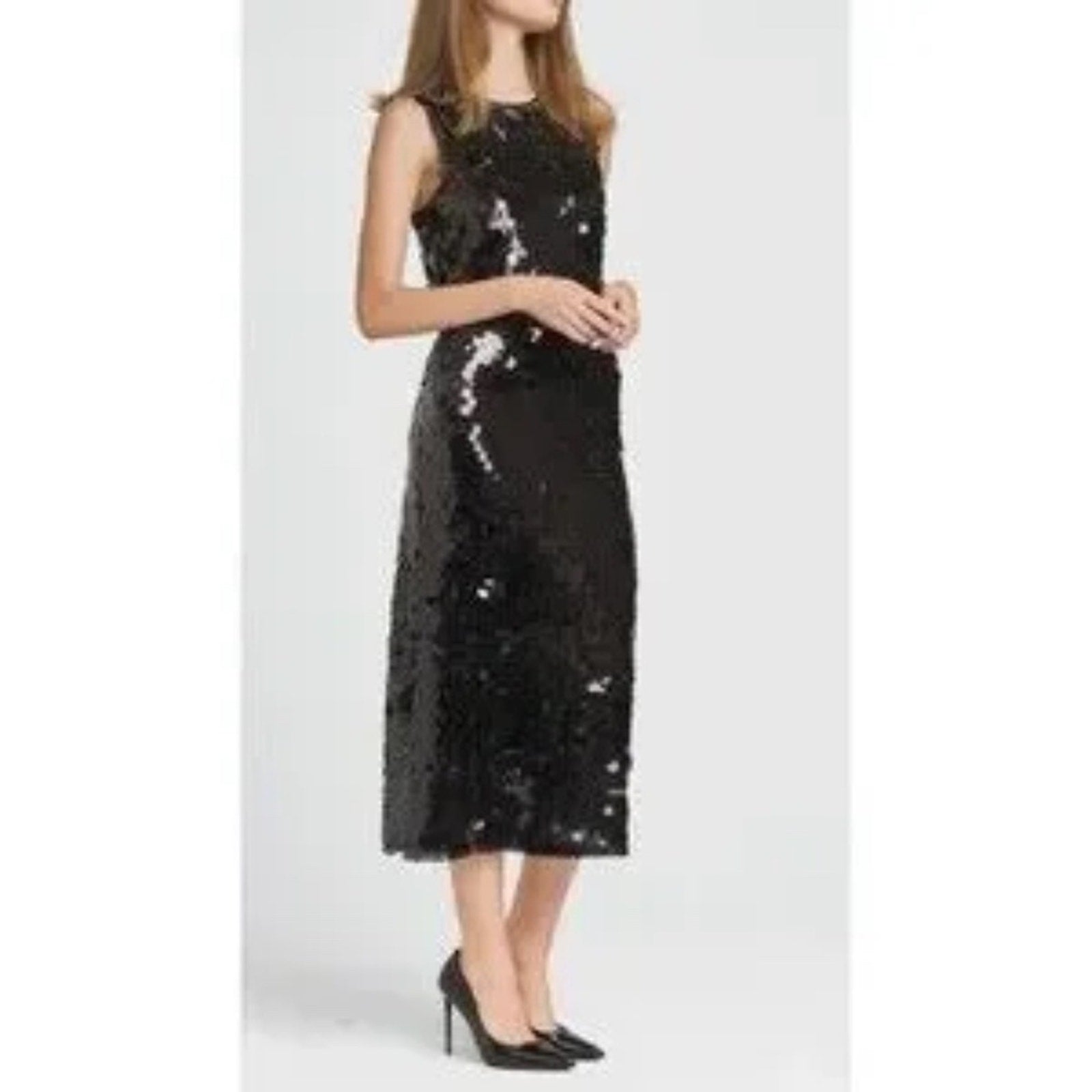 NWT Wayf X Chérie Madeleine Danse Sequin Sleeveless Midi Dress Black - size XL