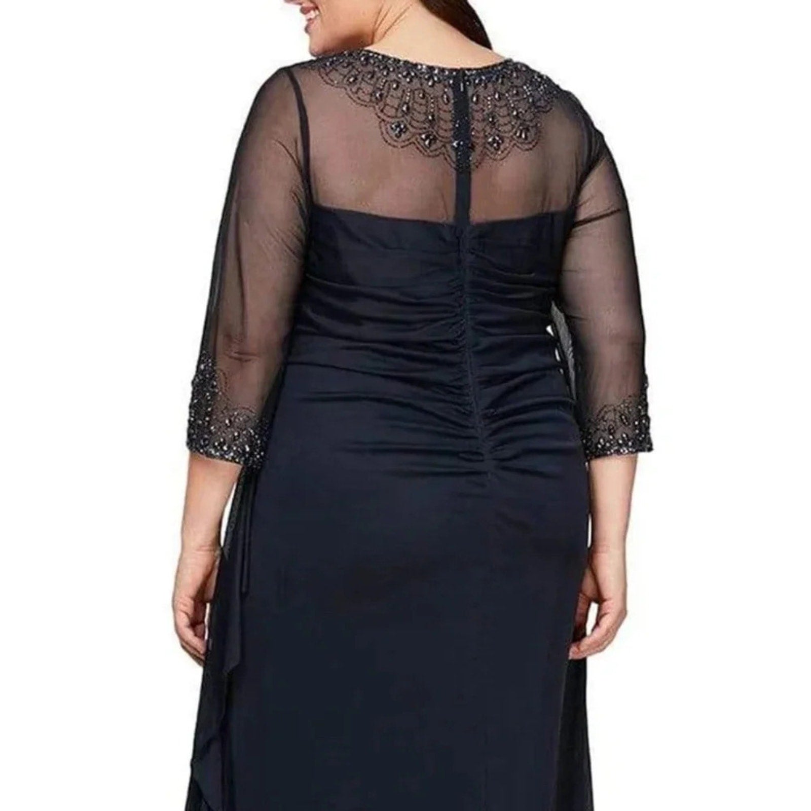 NWT Alex Evenings Women's Illusion Embellished A-Line Gown - size 18W