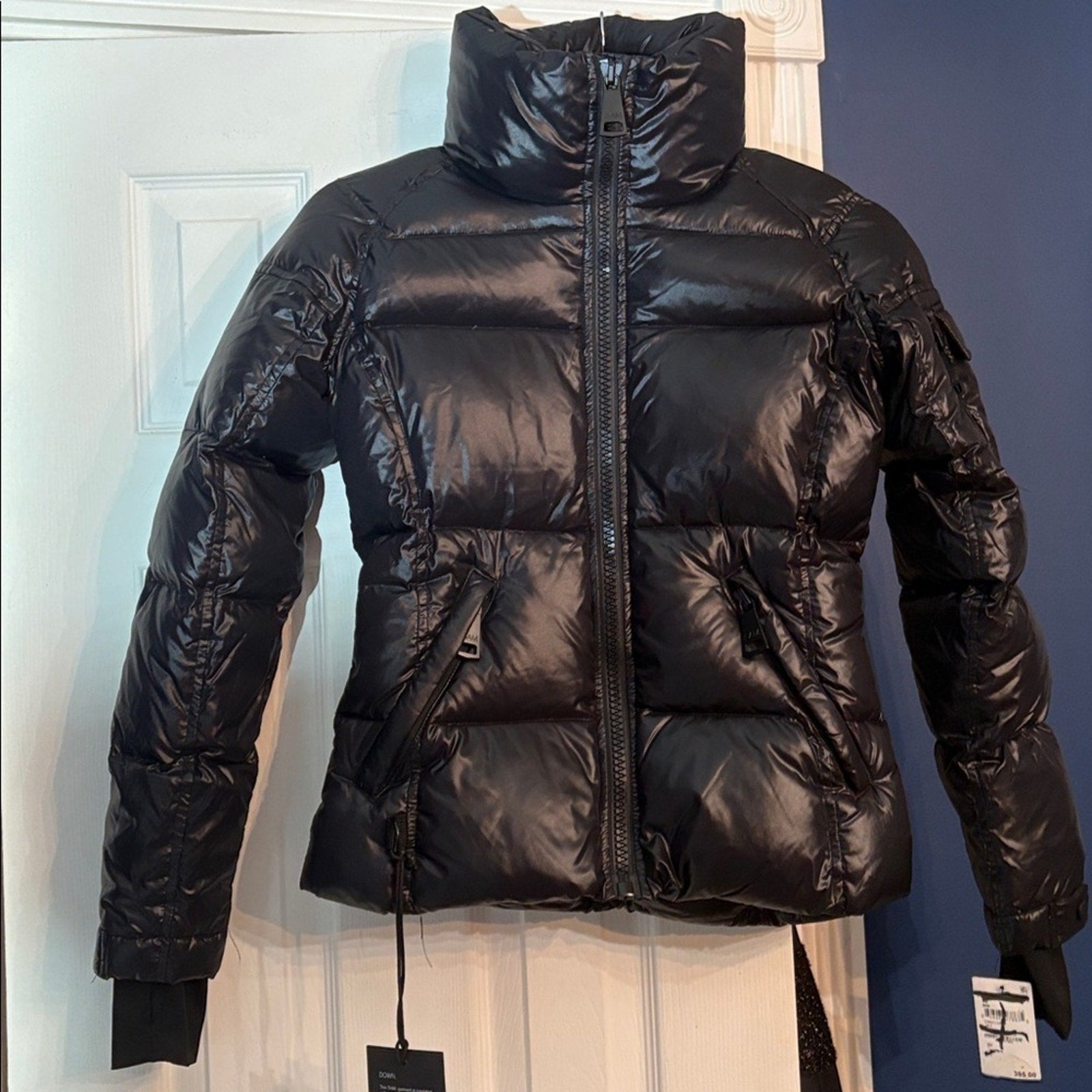 NWT SAM. Freestyle Down Nylon Puffer Jacket Color JET BLACK - size small