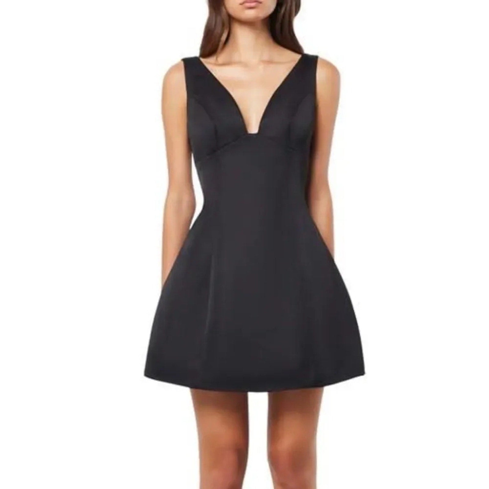 NEW Elliatt Jocosity Plunge Neck Fit & Flare Minidress in Black - size M