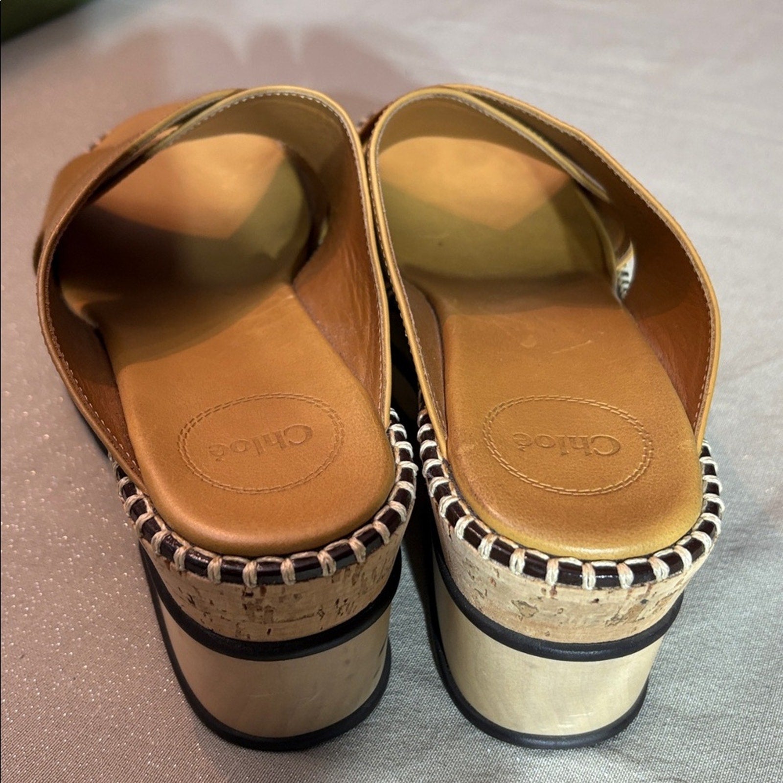 Chloe Women's Brown Camel Sandals Leather - 39