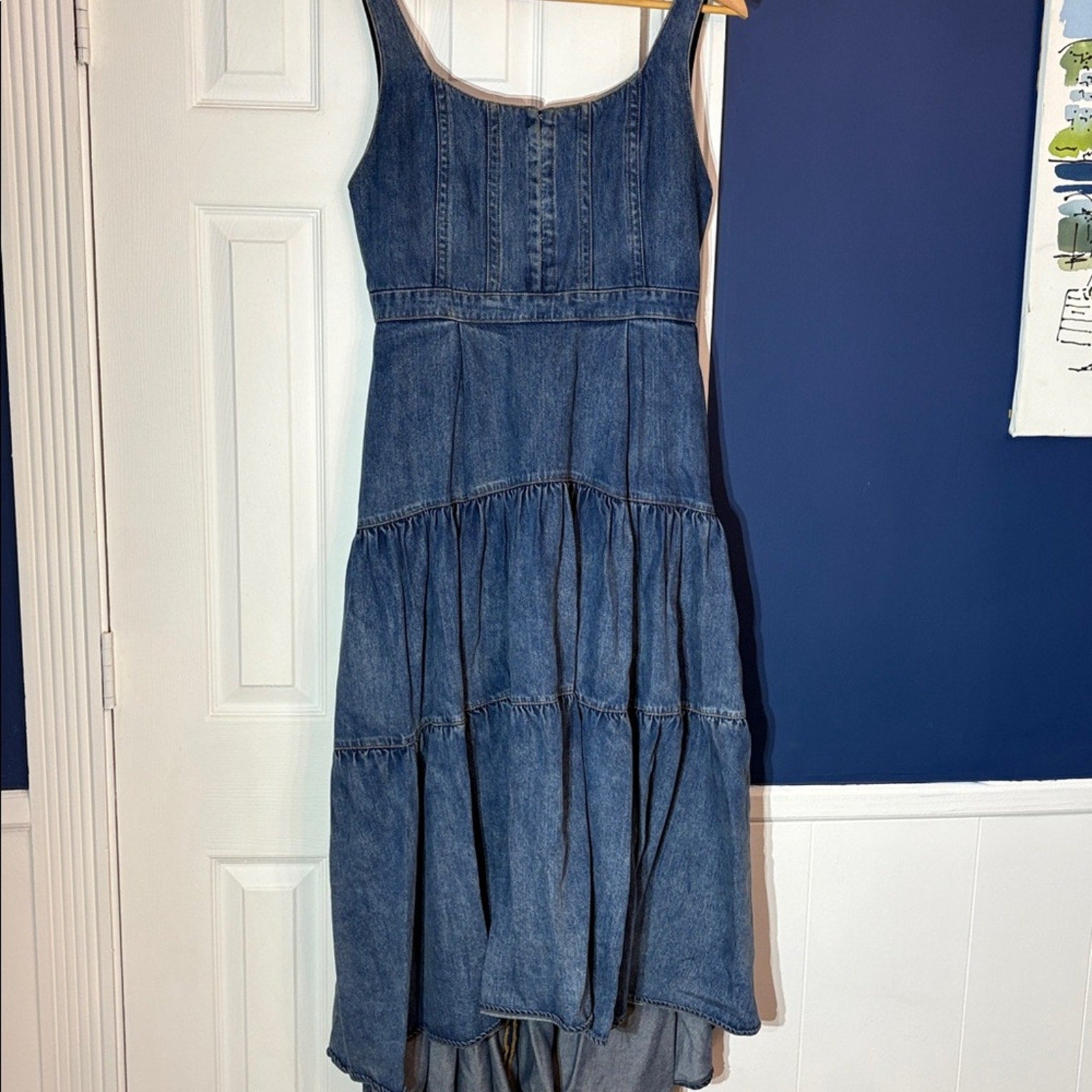 Alice and Olivia Diana Tiered Denim Dress - size 14