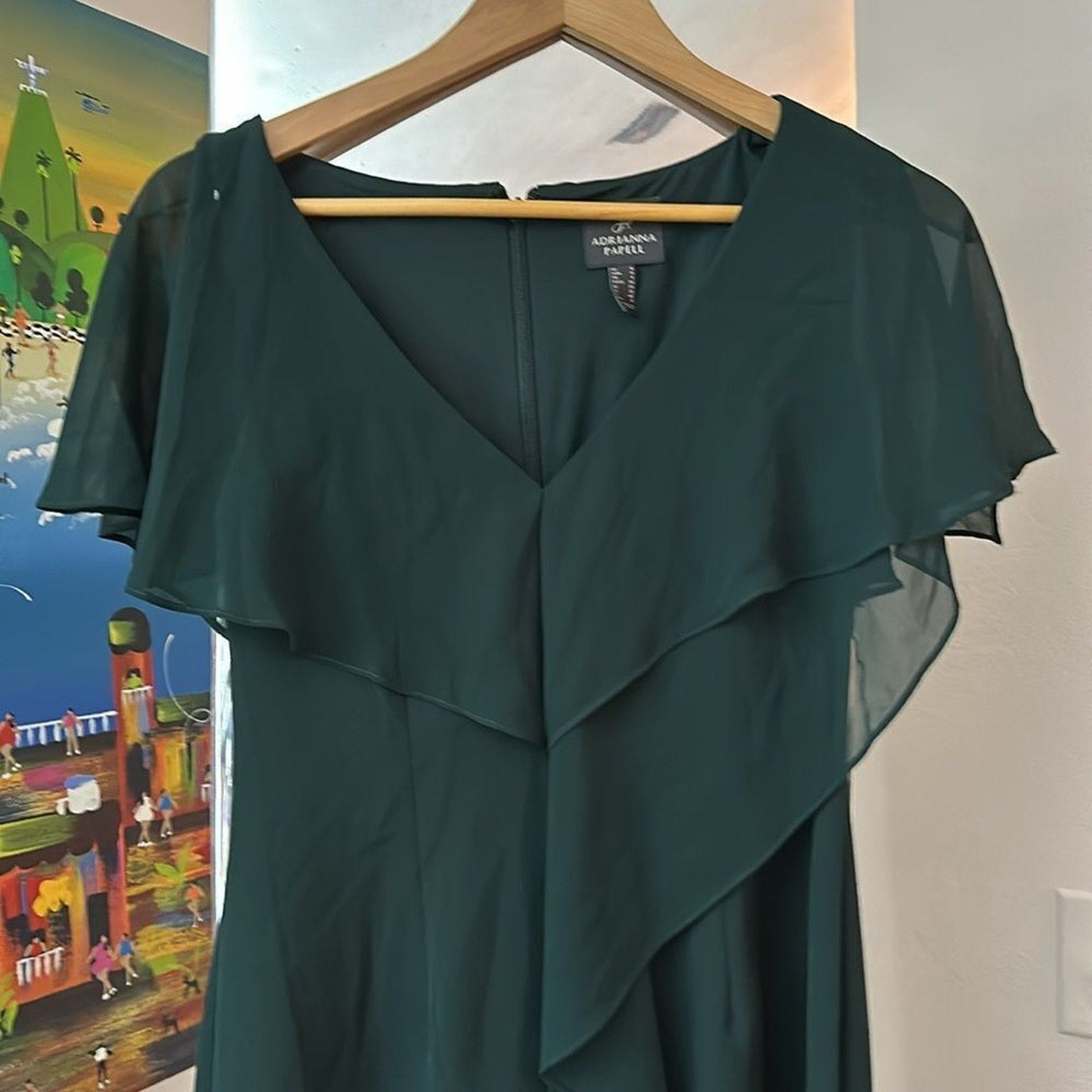 NEW Adrianna Papell Women's Chiffon and Crepe Cascade Mermaid Gown - size 4