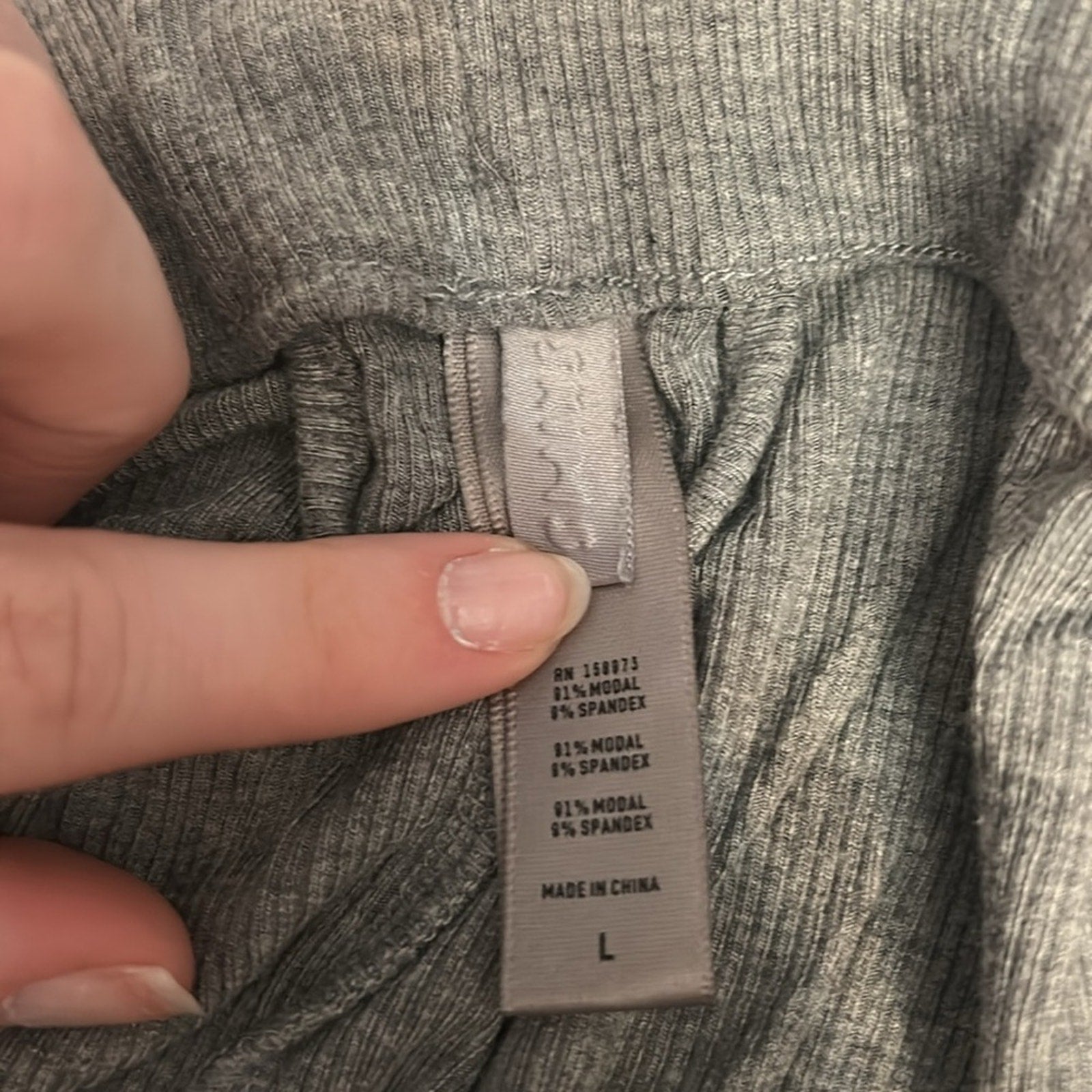 Skims pajama pants gray ribbed lounge drawstring Wide Leg - size large