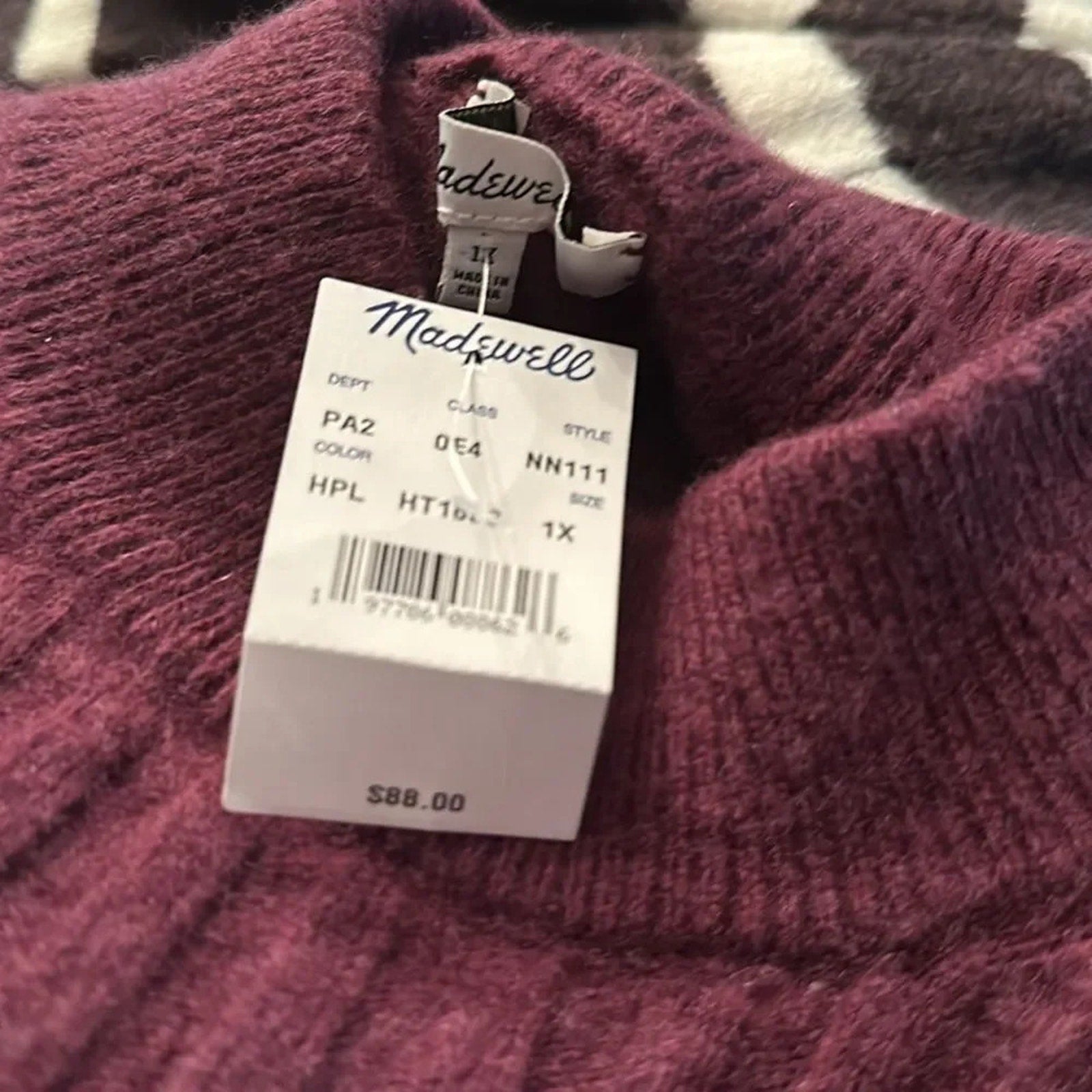 NWT Madewell Mockneck Crop Sweater - size 1X