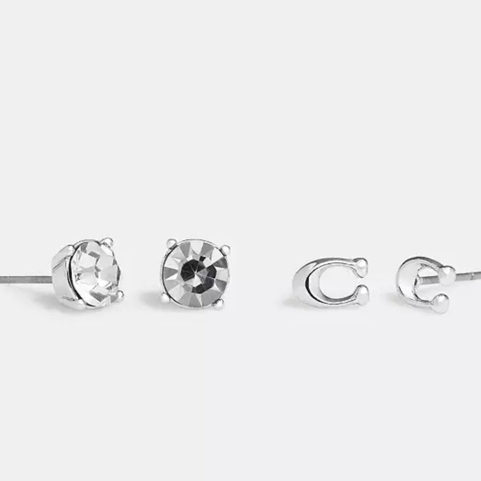 NEW Coach Signature And Stone Stud Earrings Set