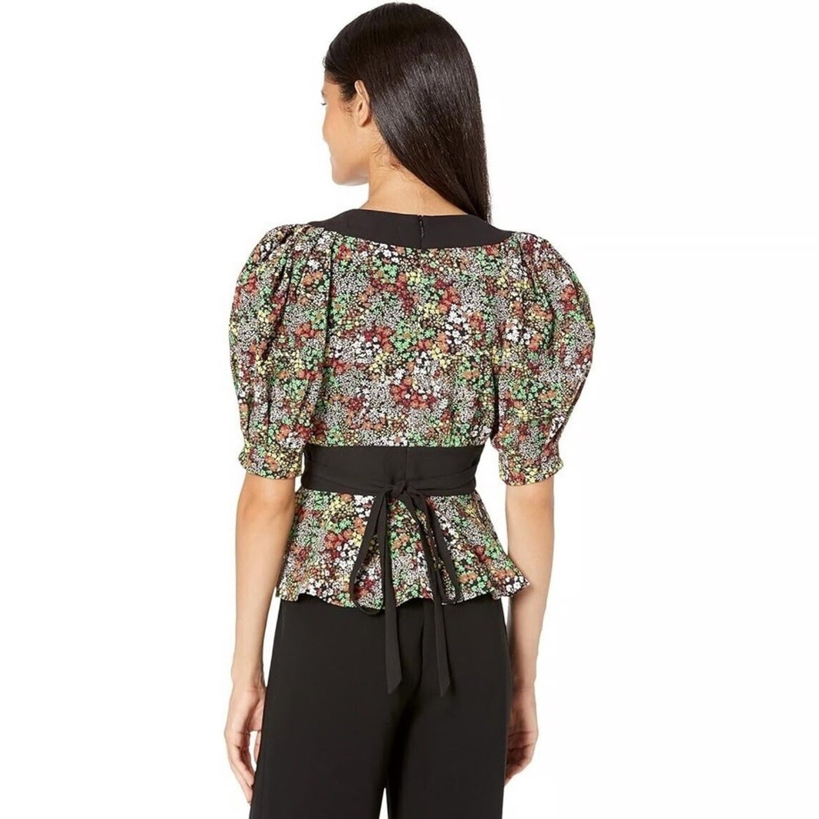 NWT Ted Baker Camilya Crepe Puff Sleeve Top Black - size small 4