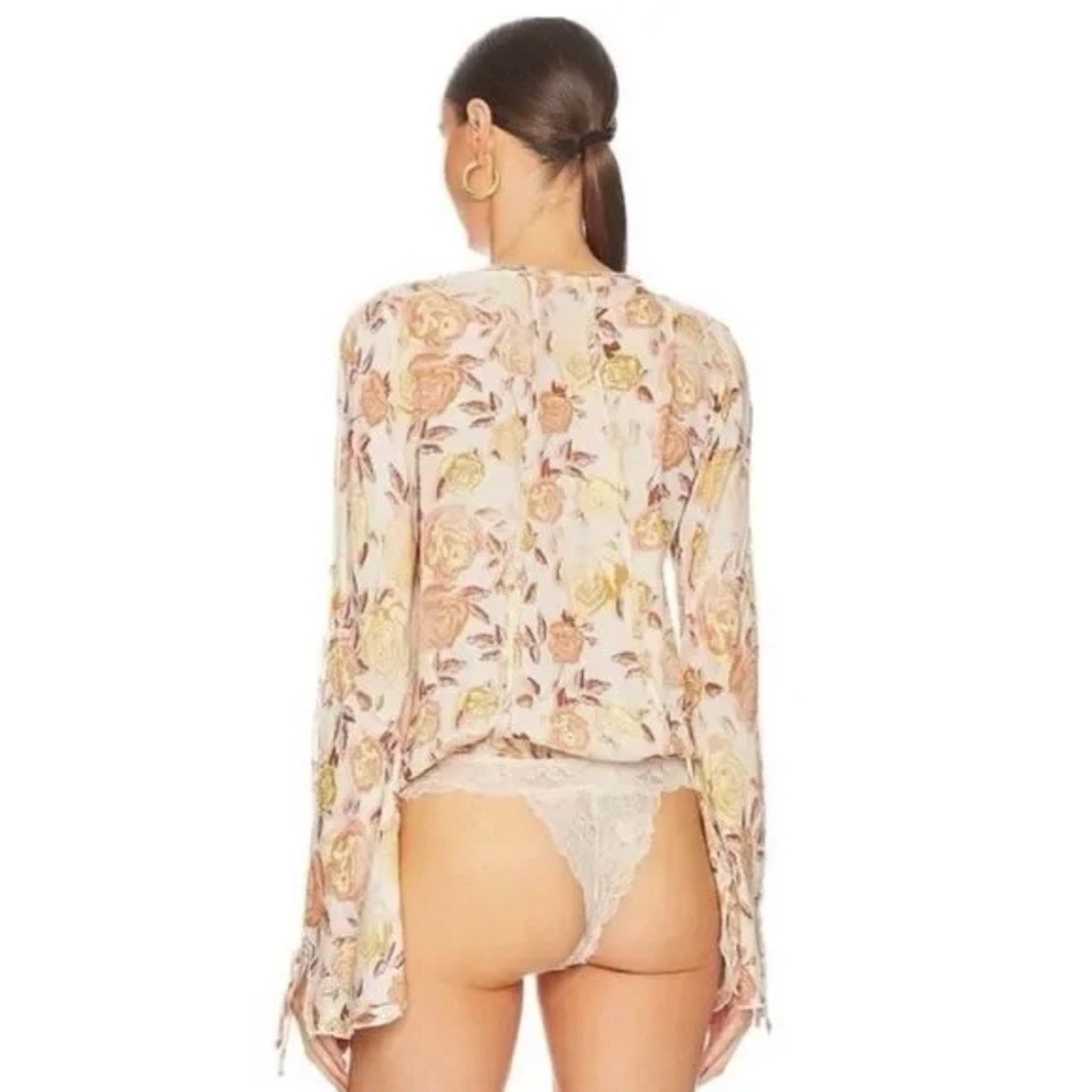NWT FREE PEOPLE Tea Combo Ivory Women’s Floral Bodysuit - size small