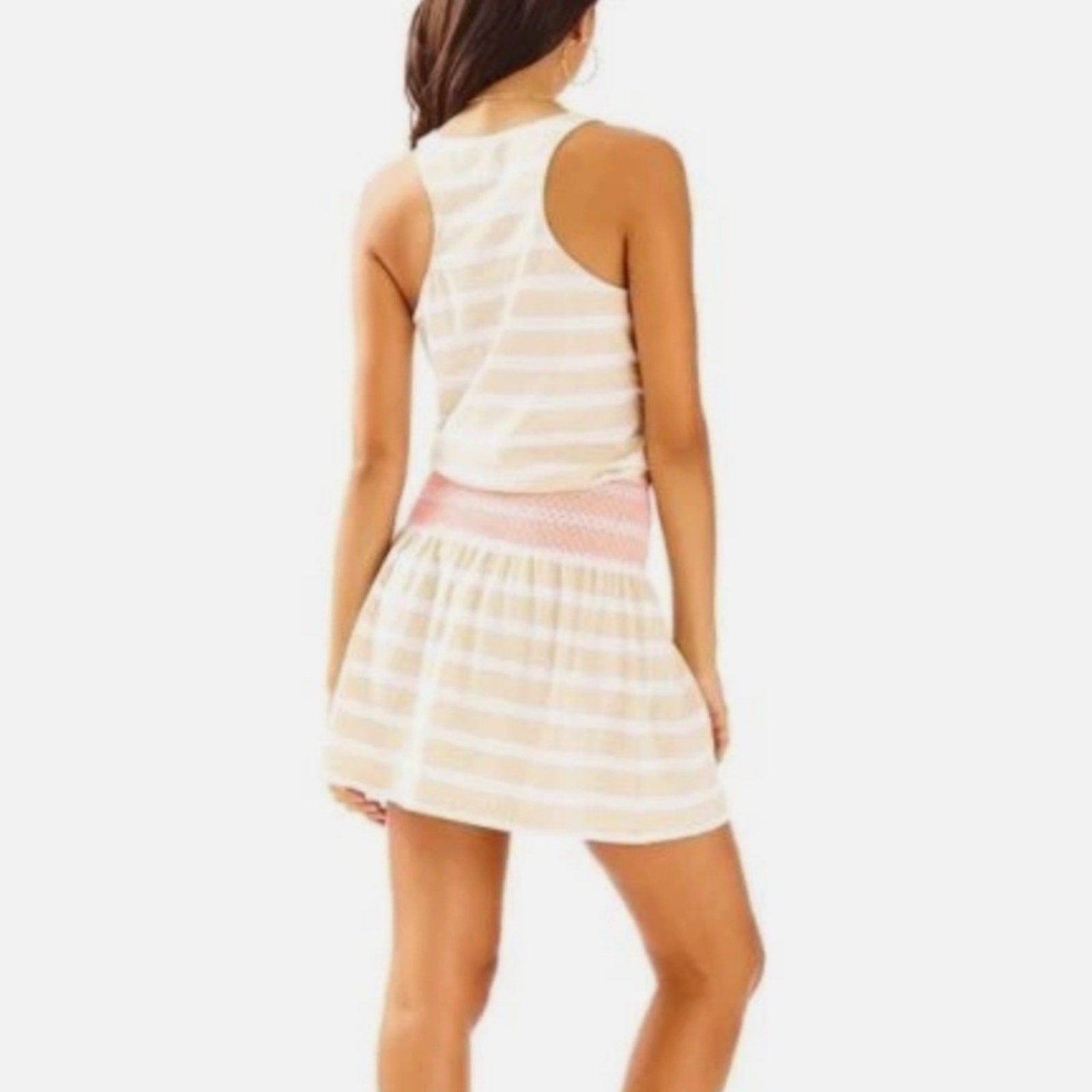Lilly Pulitzer Tideline Heathered Sand Bar Sandy Smocked Waist Dress - XS
