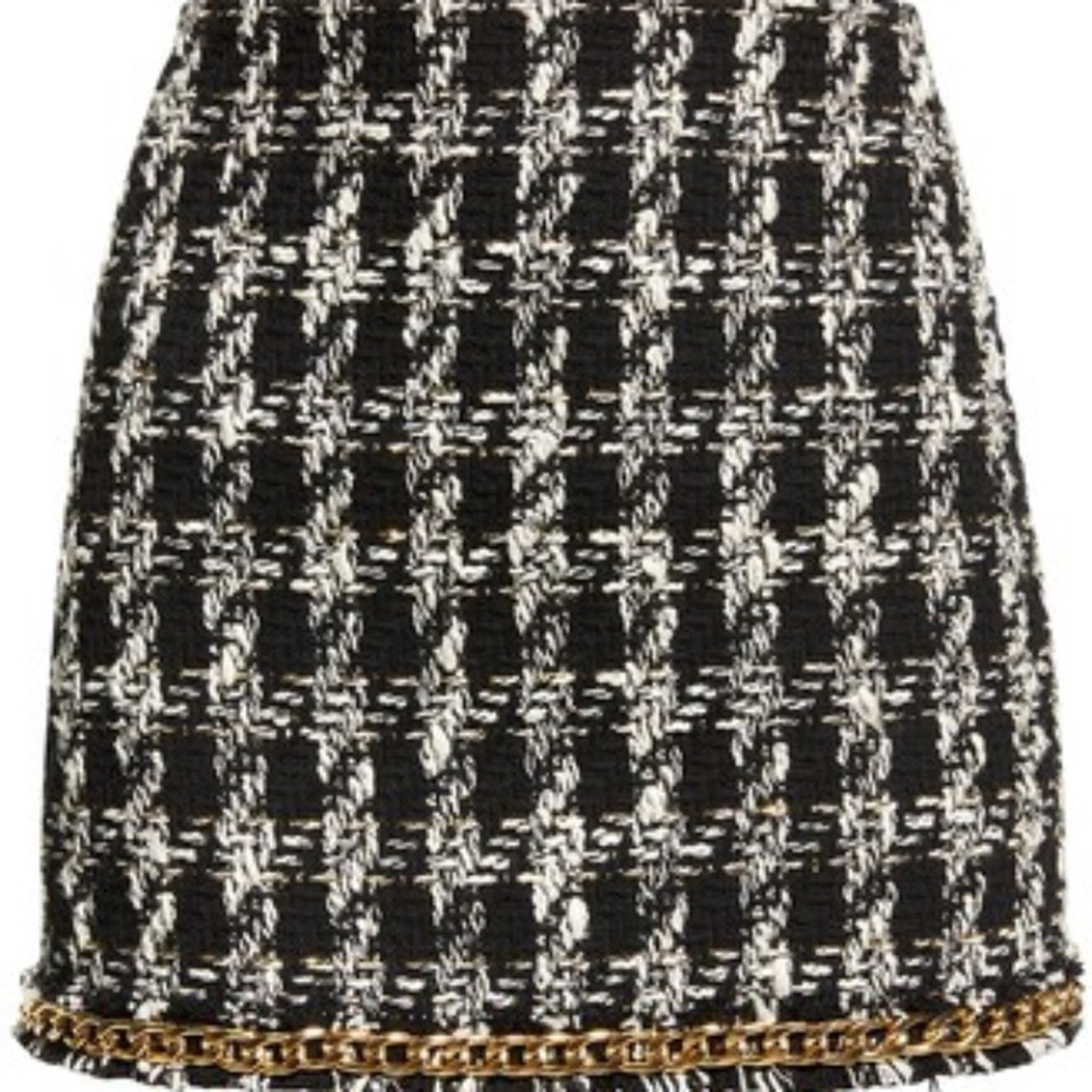Alice + Olivia Elana Chain Detail Cotton Blend Tweed Skirt - size 4