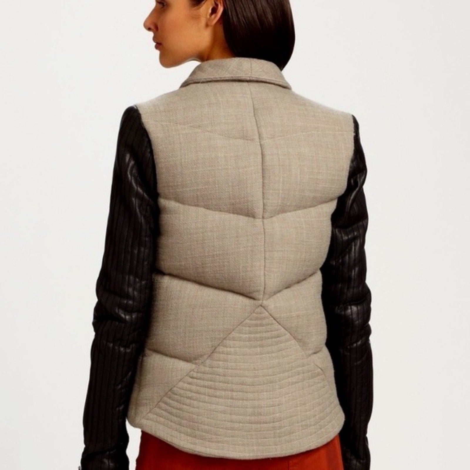 NWT Helmut Lang Strata Leather Sleeve Quilted Jacket - size small