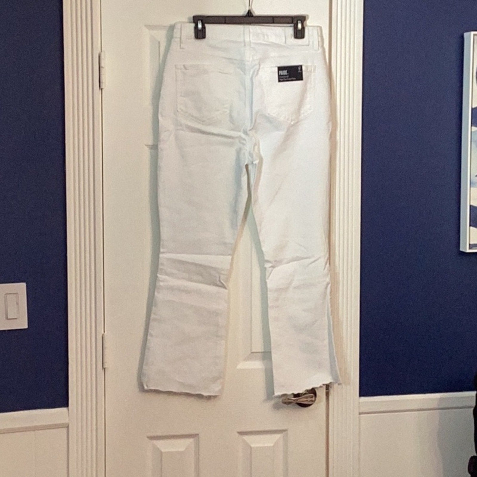 NWT Paige Claudine High Rise Ankle Flare Jean Crisp White Size 31