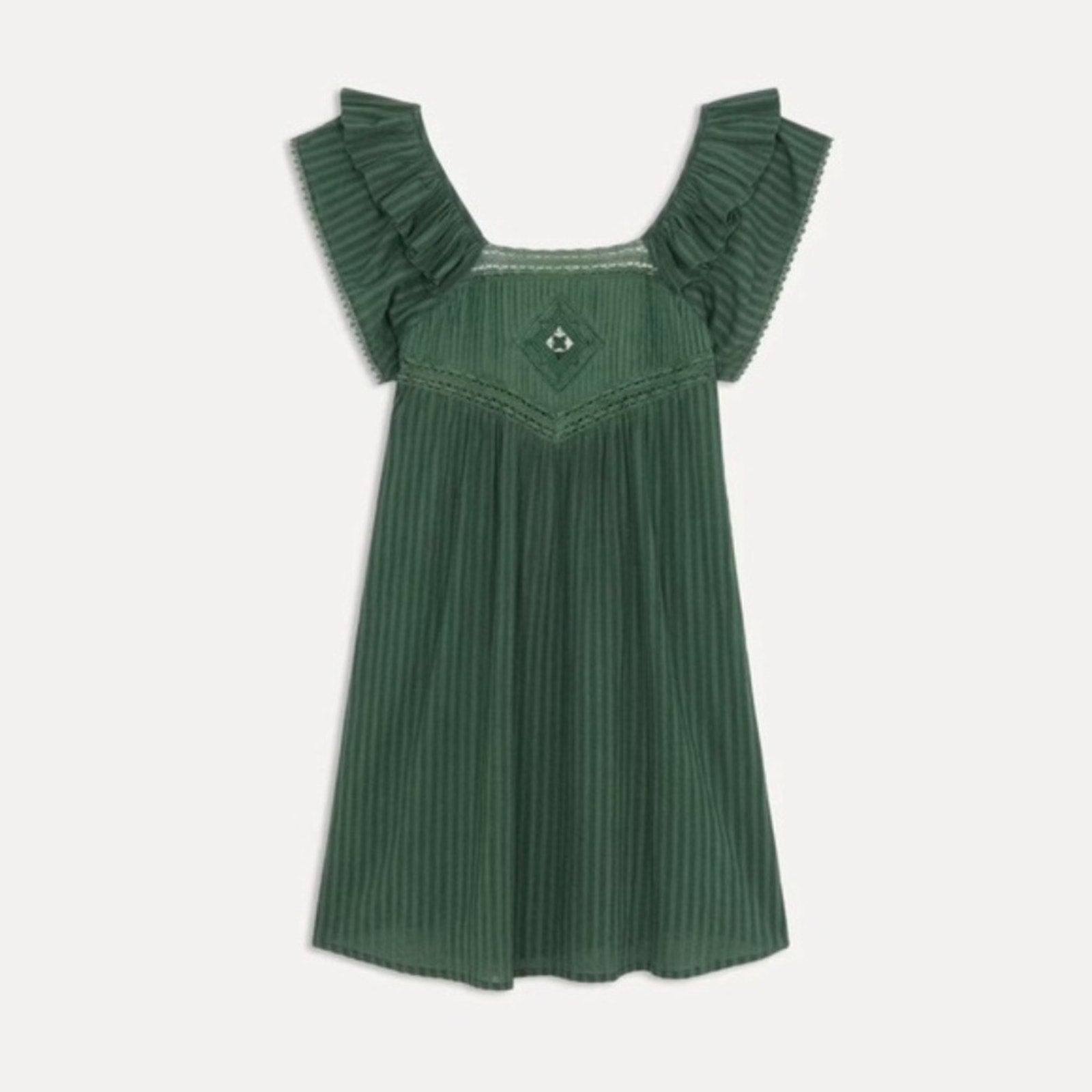 Ba&sh Mini Dress Dark Green Uriel Embroidered - size 0