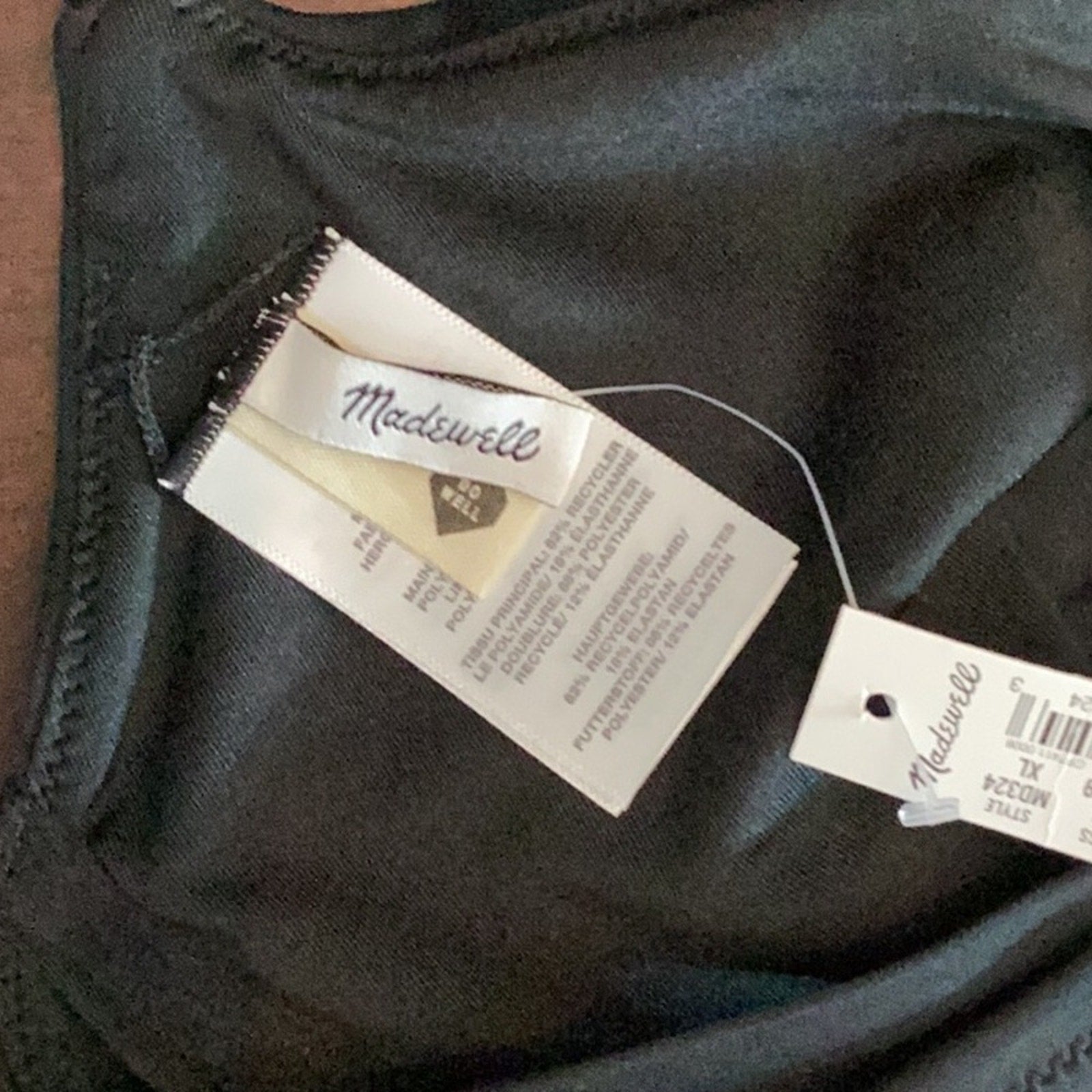 NWT Madewell Second Wave Underwire Black Bikini Top Size XL