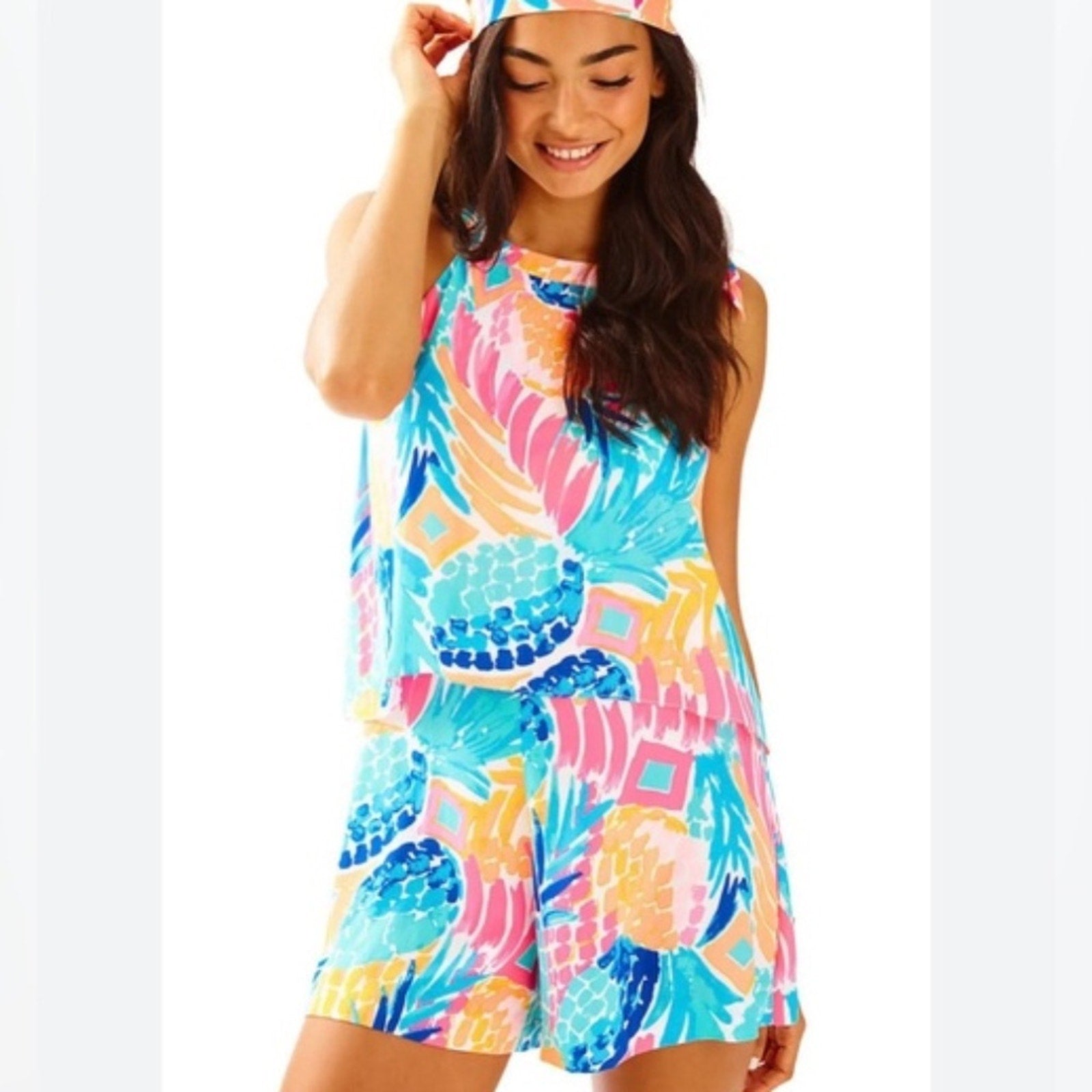 LILLY PULITZER Edona Pineapple Romper - size 8