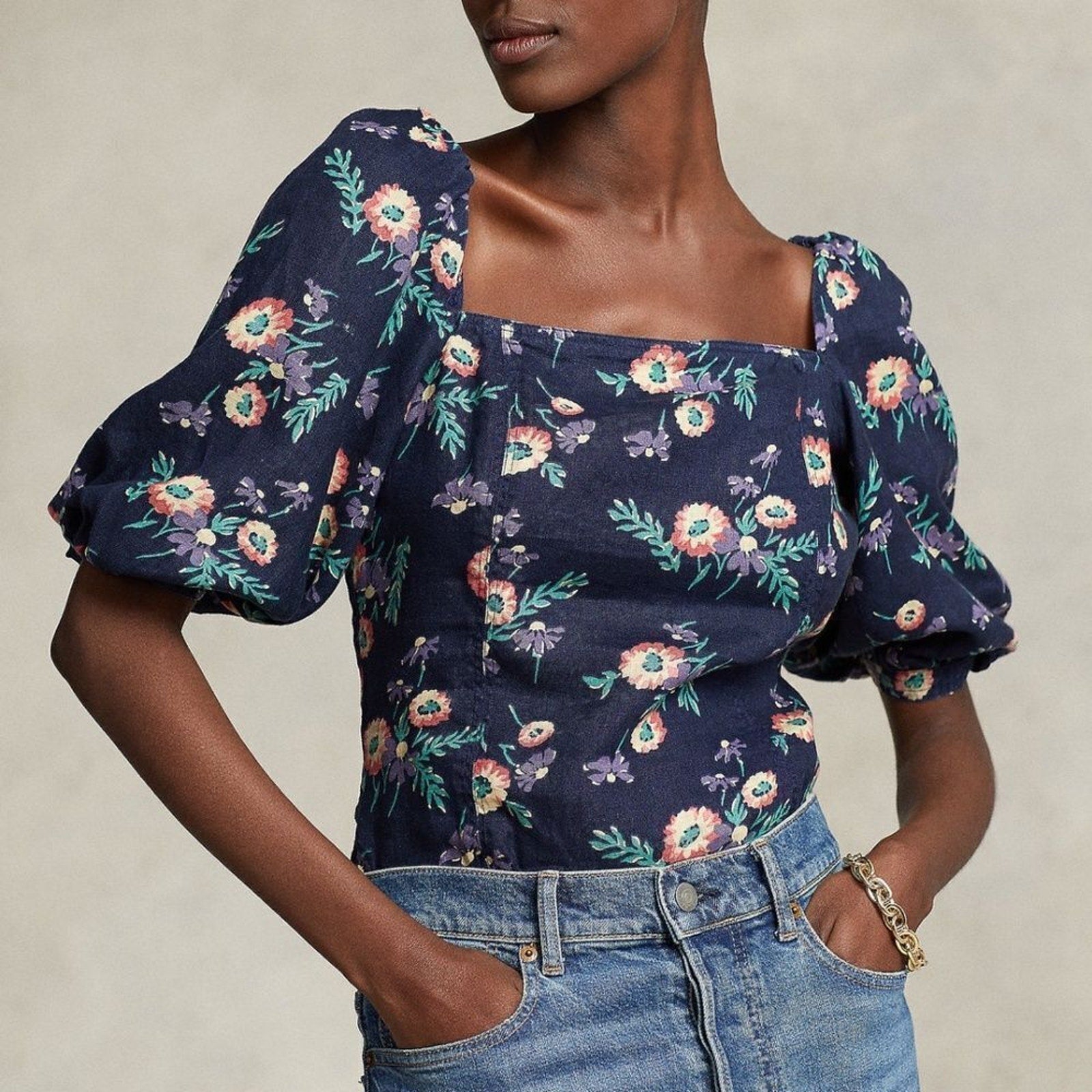 NEW POLO RALPH LAUREN FLORAL BLOUSE - size 2